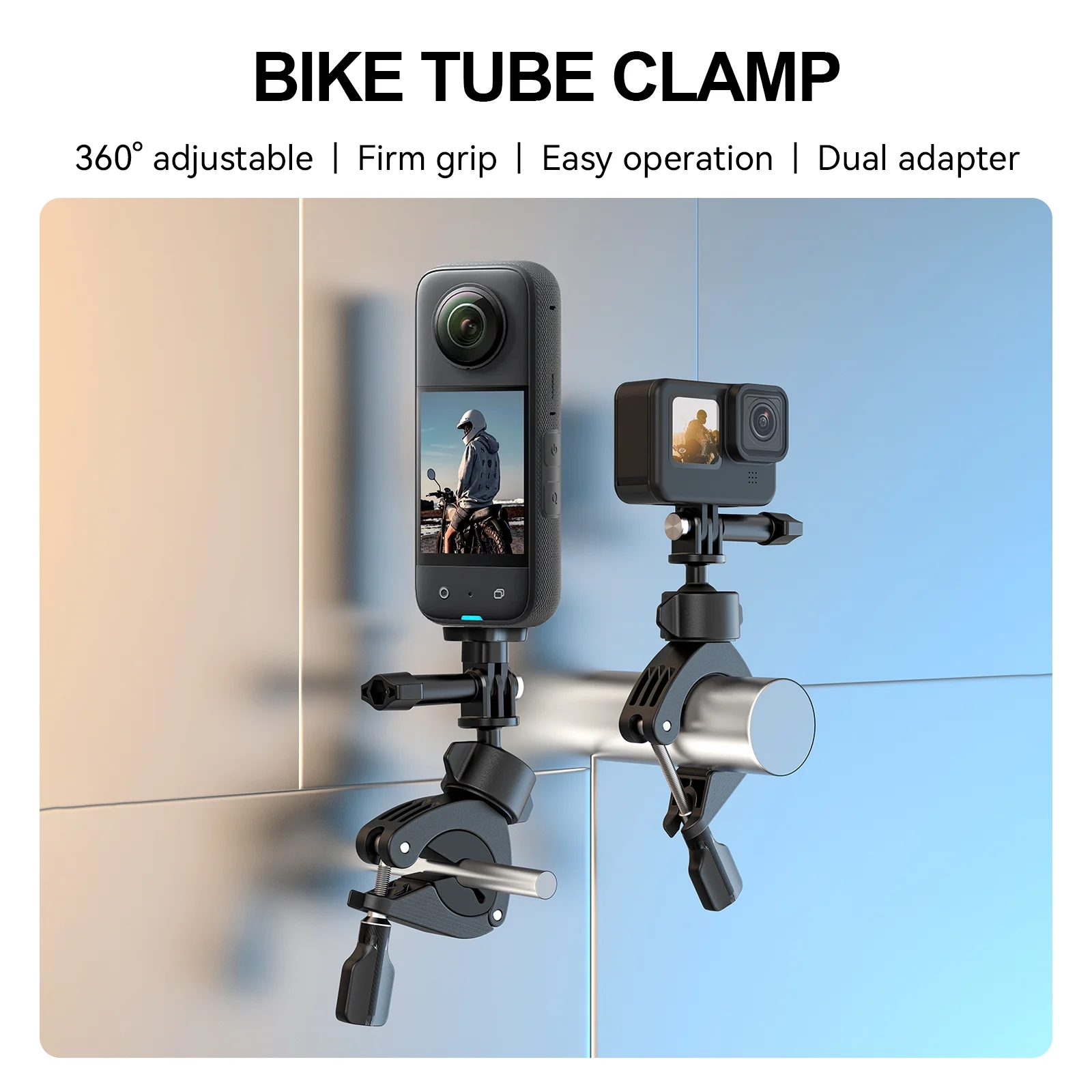 TELESIN TE HBM 004 Camera Mount Clamp Mount, Ball Head Bicycle Handlebar Adapter for and DJI Enhanced Stability for Action Filming