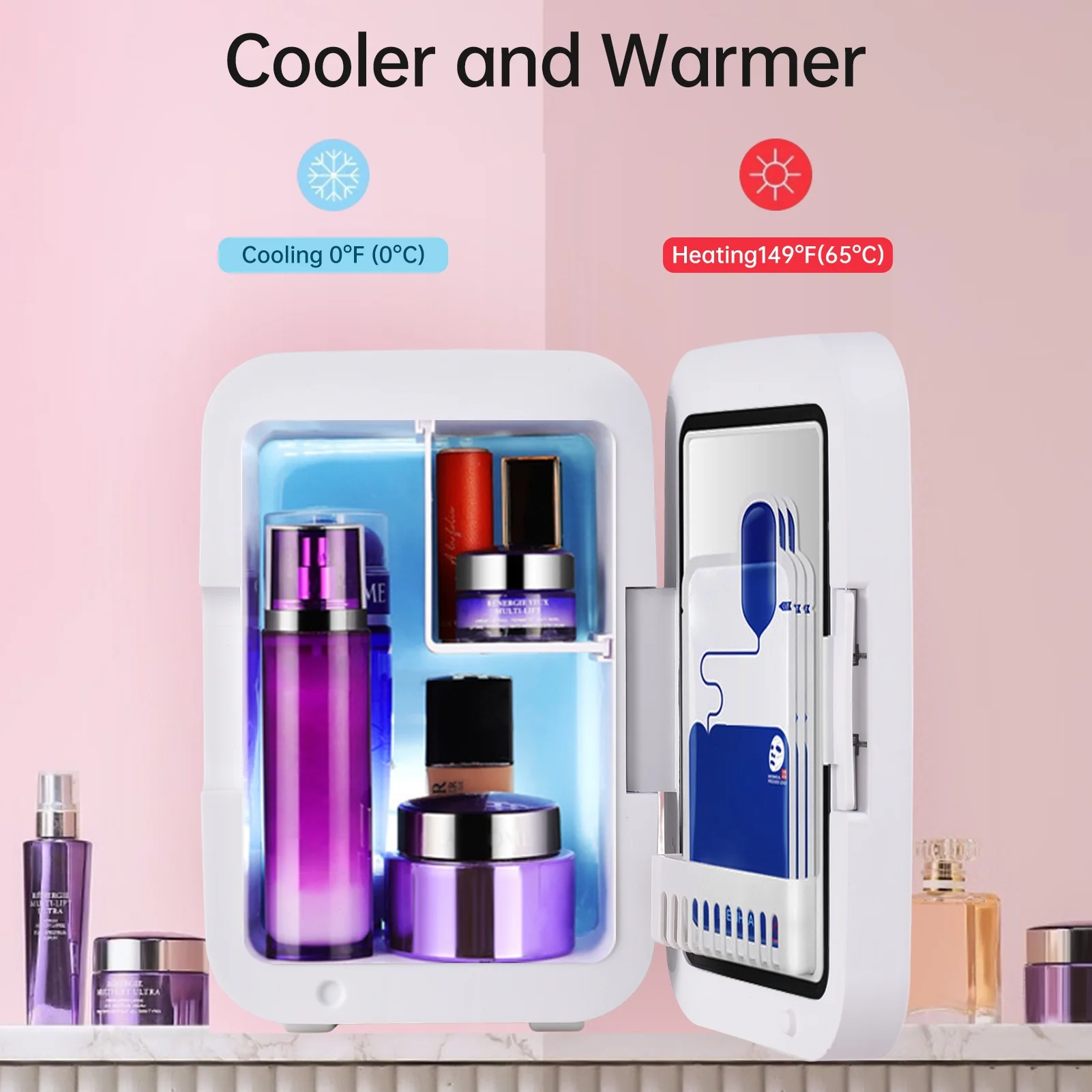refrigerator,Portable Cooler And Mirror Door 12v With Dimmable Led Warmer With Dimmable Led Mirror Door Cosmetic Makeup Cooler And Warmer And Warmer With Bedroom Dimmable Led Mirror