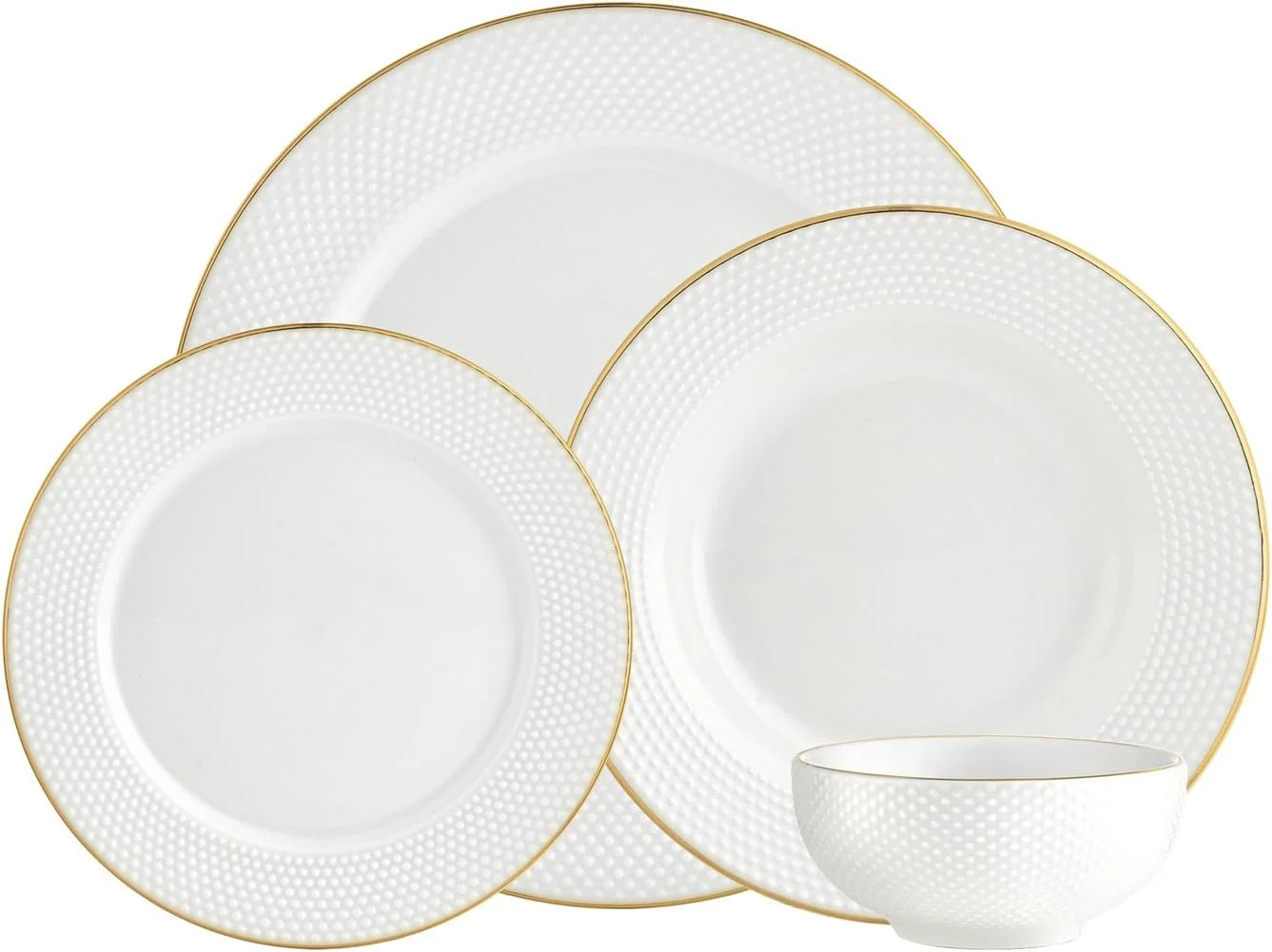 Dinnerware Set, Dinner Plates, Salad Plates, Coffee Mugs And Soup Bowl, Cereal Bowl, Rim 16 Piece Set