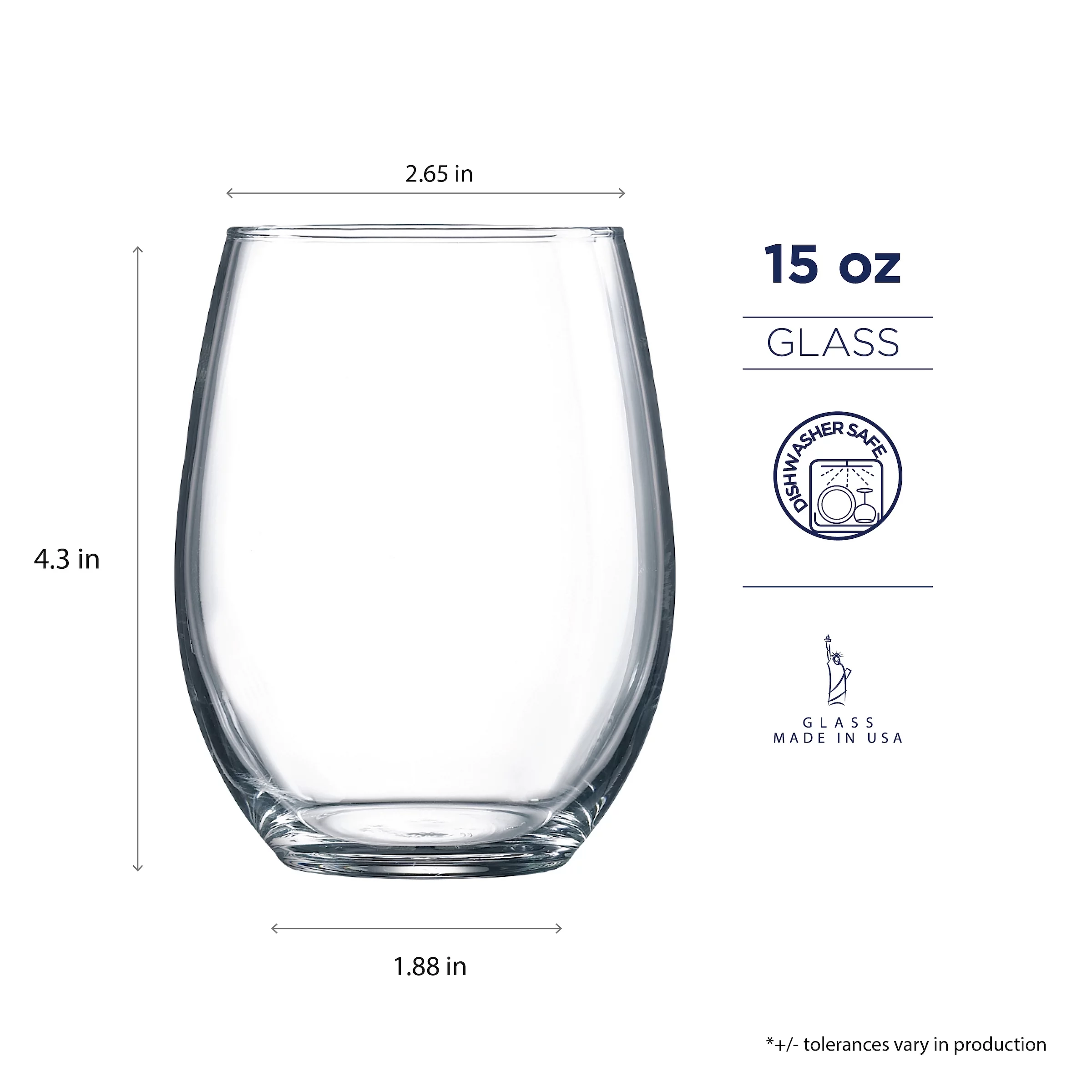 Luminarc 15 oz. Cachet Clear Stemless Wine Glass 12 Piece Set