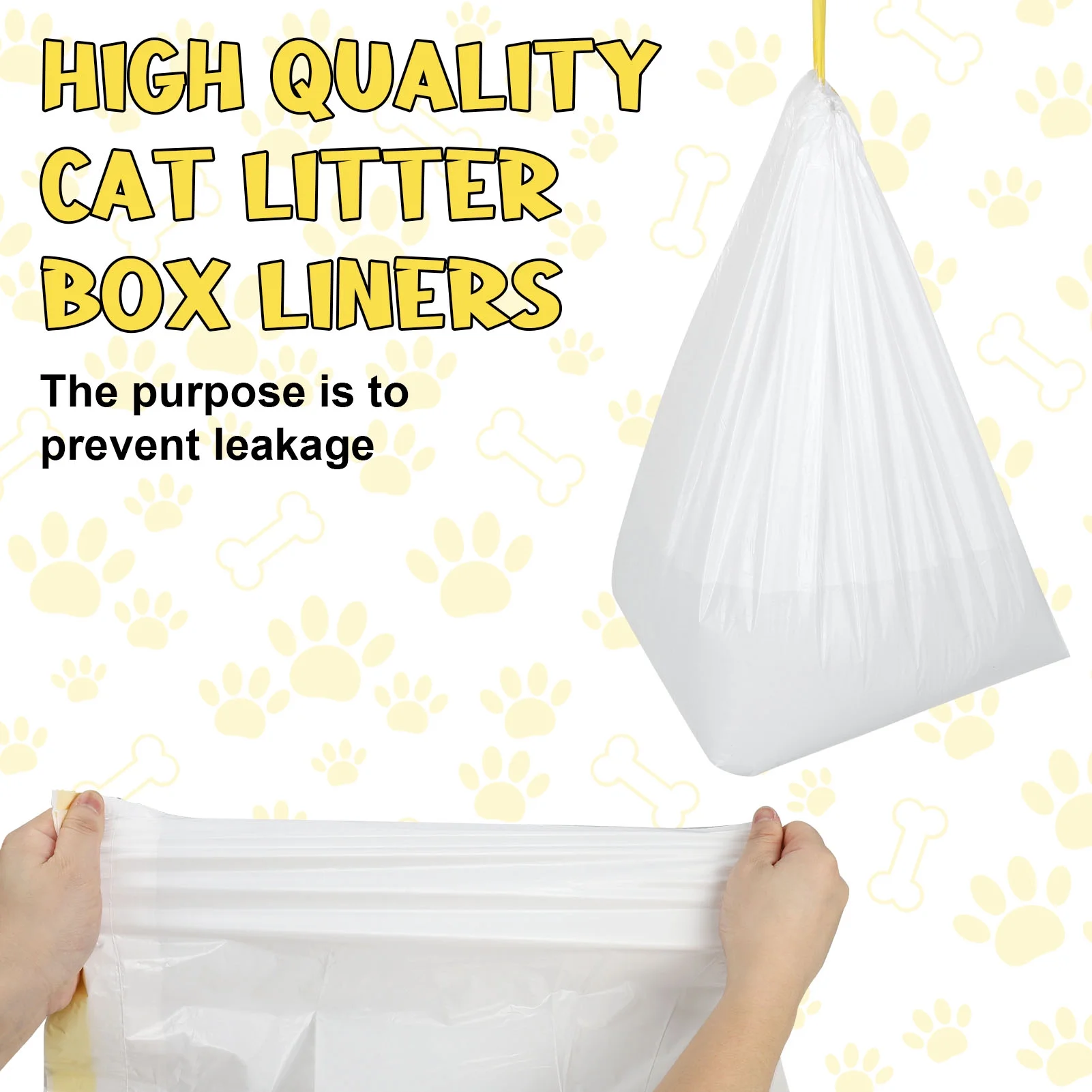 Qweryboo 50PCS Cat Litter Box Liners with Drawstring, 37'' x 18'' Large Litter Box Liner, Heavy Duty Kitty Litter Bags Liners,1.2 Mils Thicken Drawstring Bags for Cats Kitties Litter Box