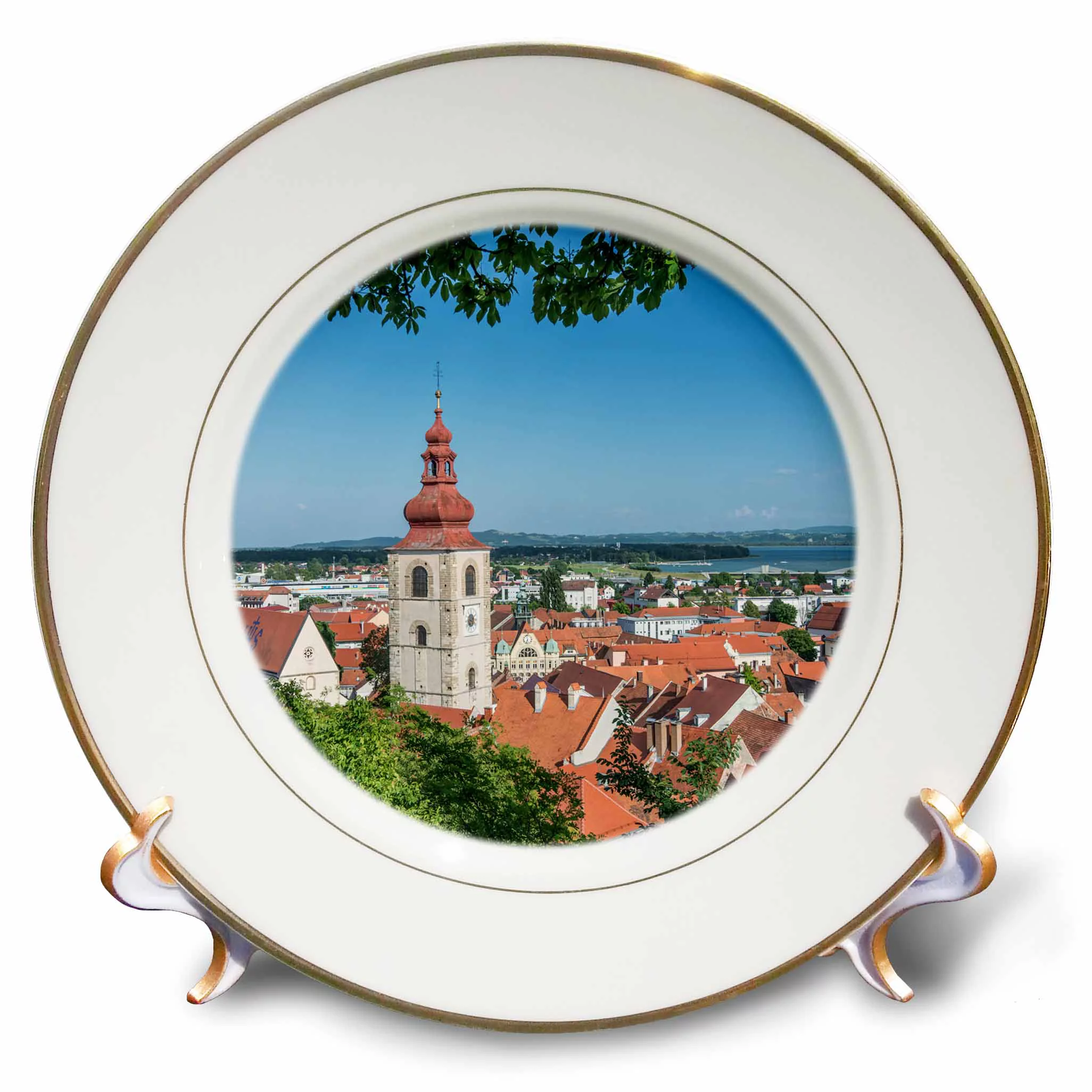 3dRose Slovenia, Ptuj, Old Town - Porcelain Plate, 8-inch