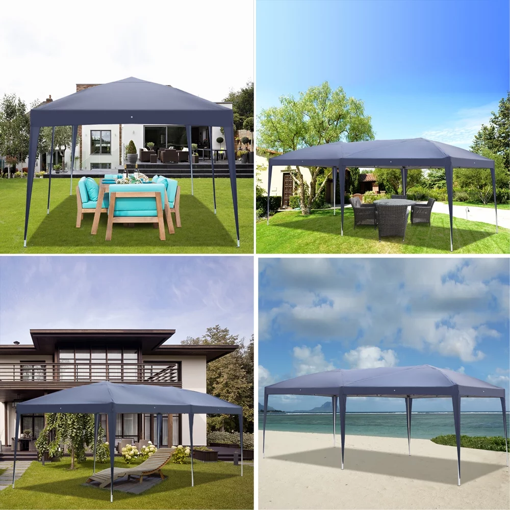 3 x 6m Waterproof Tent with Spiral Tubes,for Party Wedding Parking Camping BBQ, Patio Tent for Backyard Garden,Blue