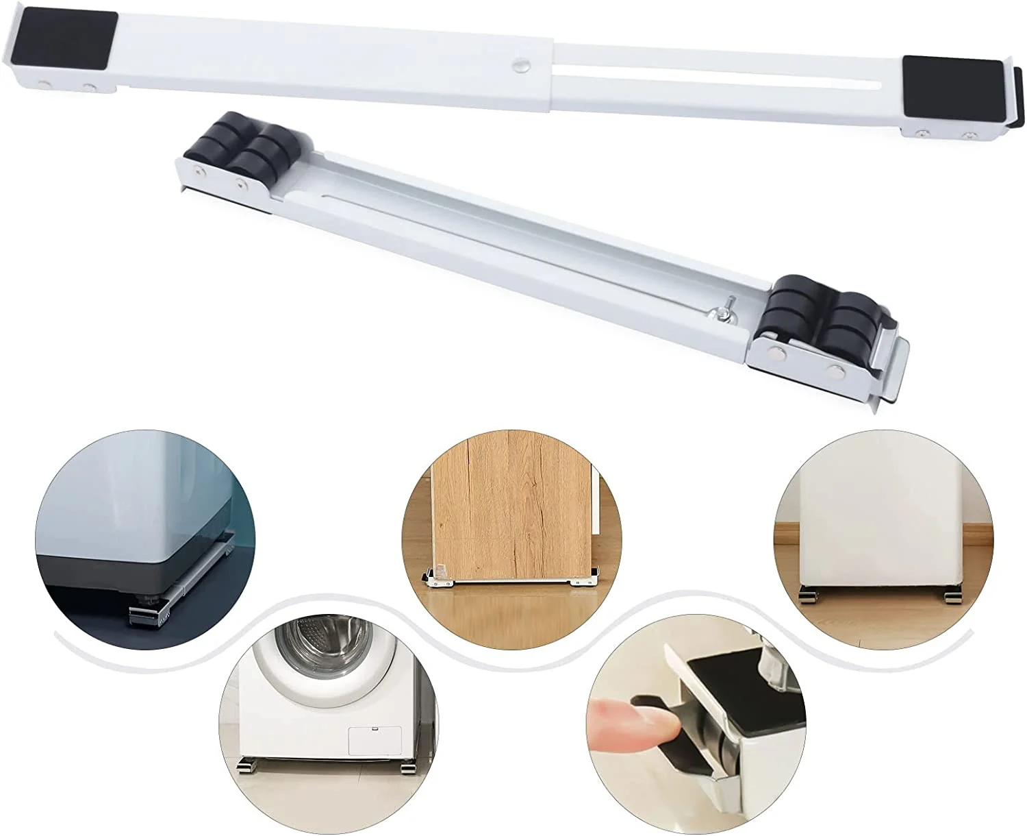 Miumaeov Adjustable Mini Fridge Stand Mobile Washing Machine Base Stand Non-Slip Mat