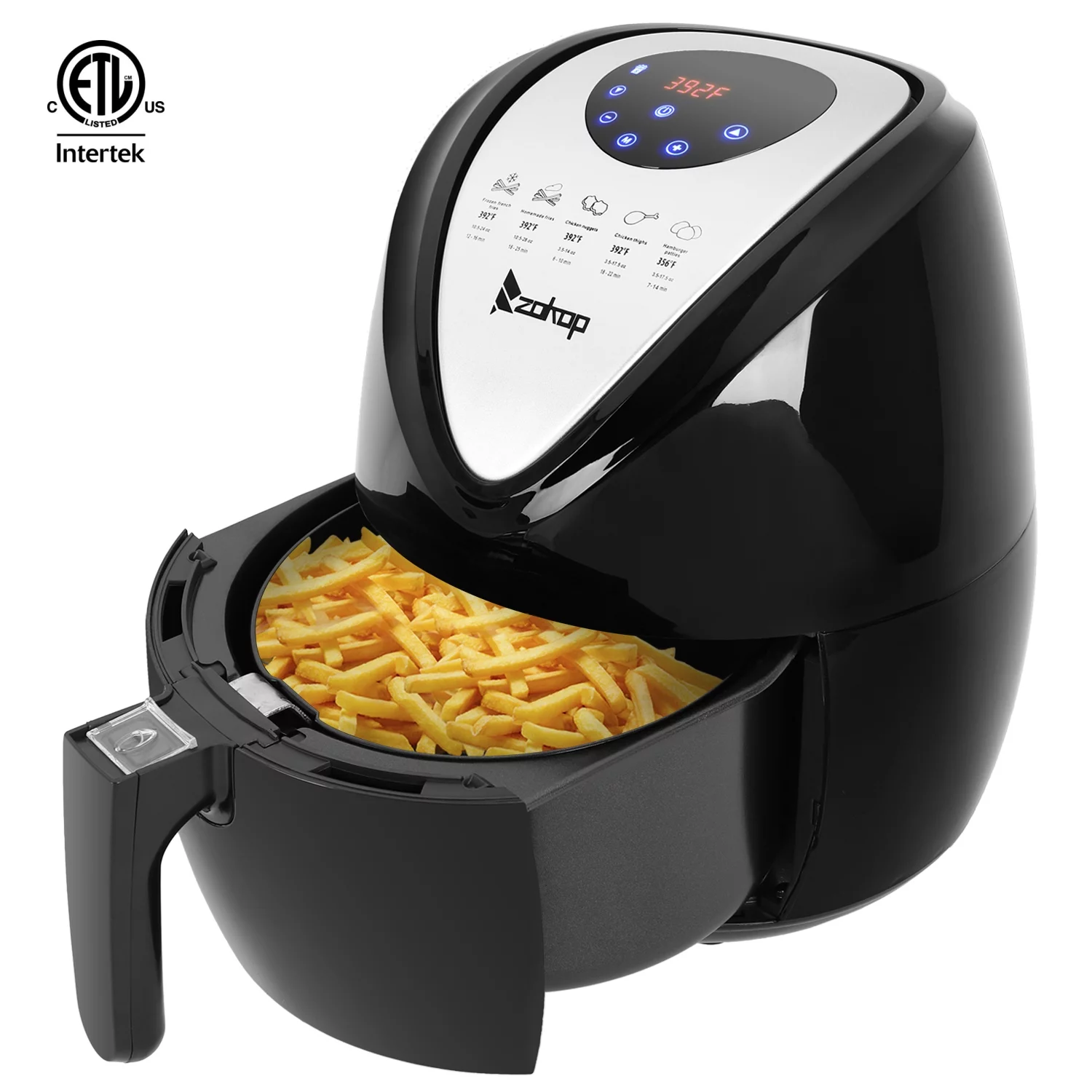 Lowestbest Air Fryer Oil Free, 120V 1500W Air Deep Fryer with Detachable Basket, Automatic Timer and Temperature Control, Electric Air Fryer for Healthy Oil-free Low Fat Cooking