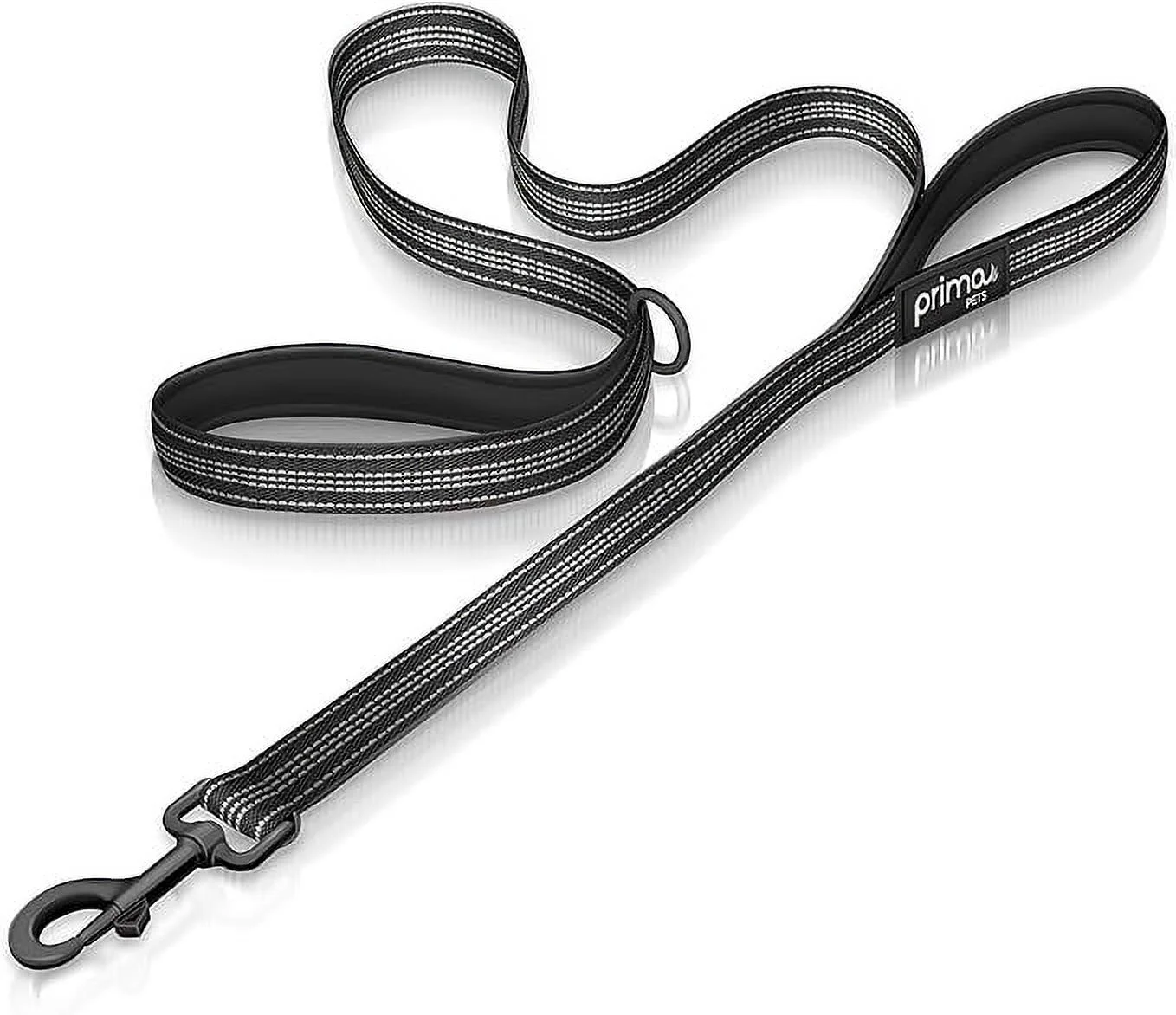 Reflective 4 Feet Nylon Dog Leash with Padded Double Handles, 2 Heavy Duty Neoprene Handles for Control Safety Training Durable Traffic Handle, for Medium to Large Dog (Large - 1