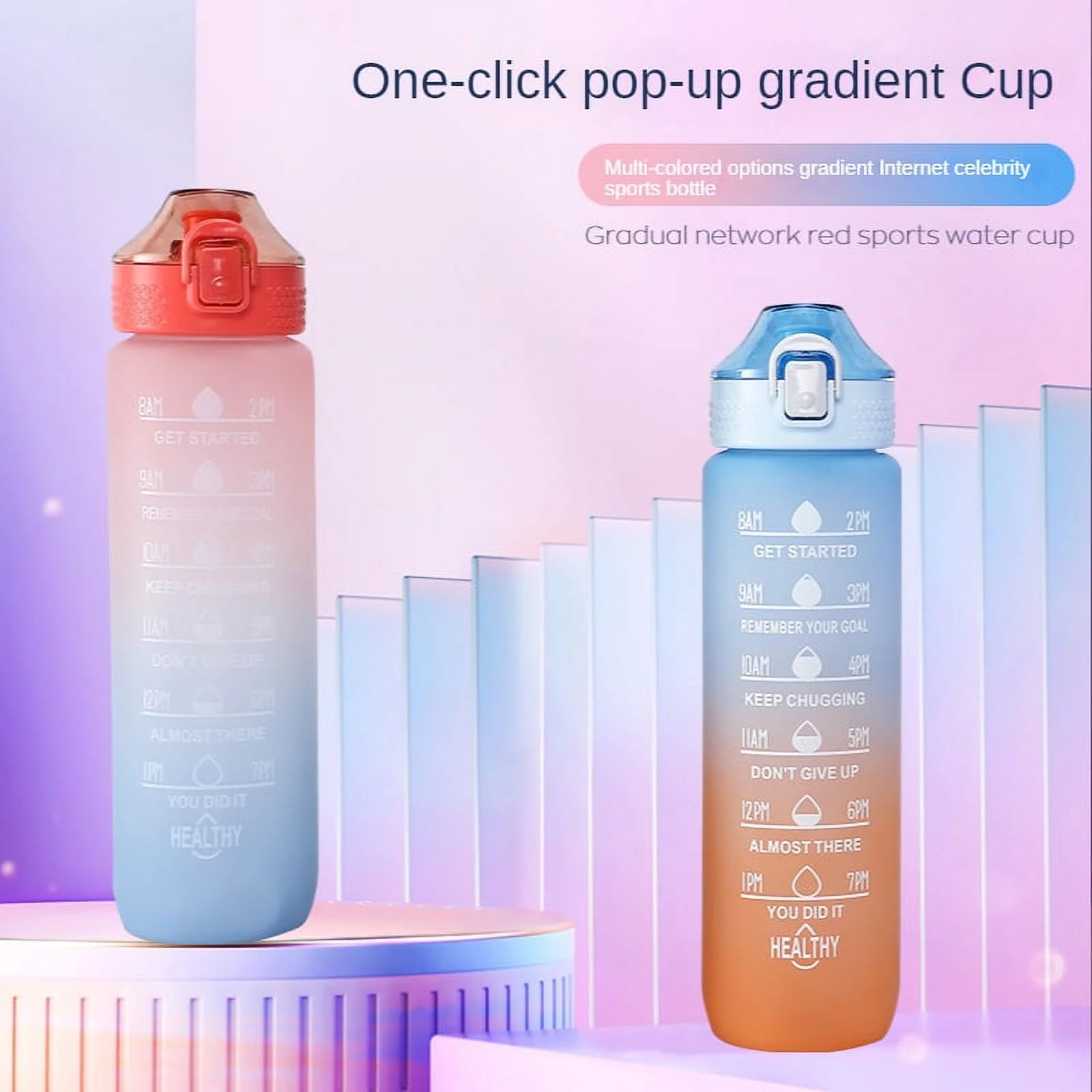 32oz Water Bottle with Straw & Motivational Time Marker, Leakproof BPA Free ,Ensure You Drink Enough Water Throughout The Day for Fitness and Outdoor Enthusiasts