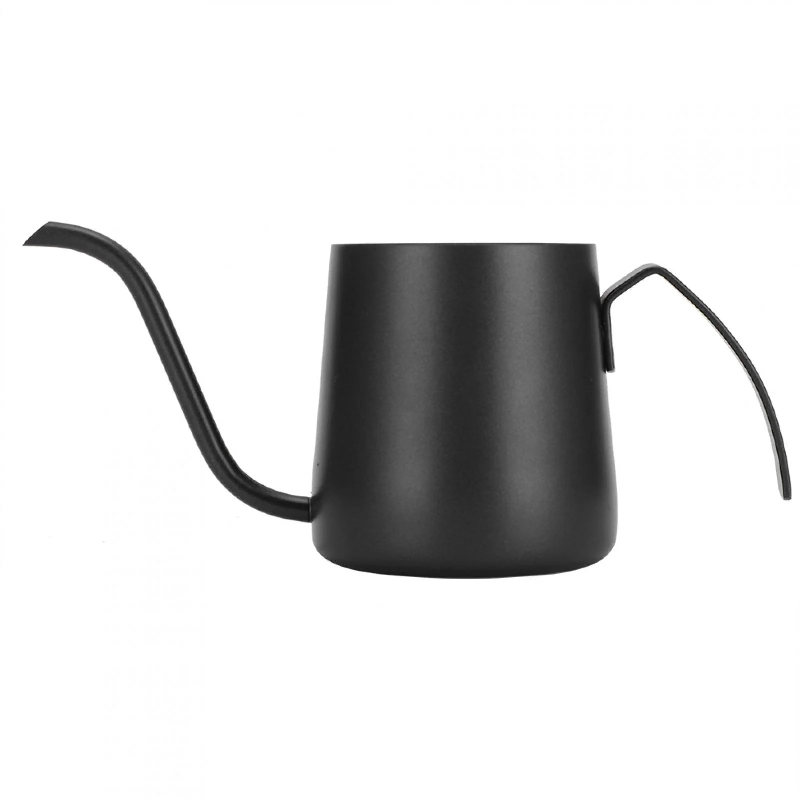 Hervidor de agua con cuello de cisne, acero inoxidable 304, antiadherente, con boquilla larga, tetera para cafetería en casa, cafetera de viaje para acampar (250 ml, 350 ml)(Black 250ml)