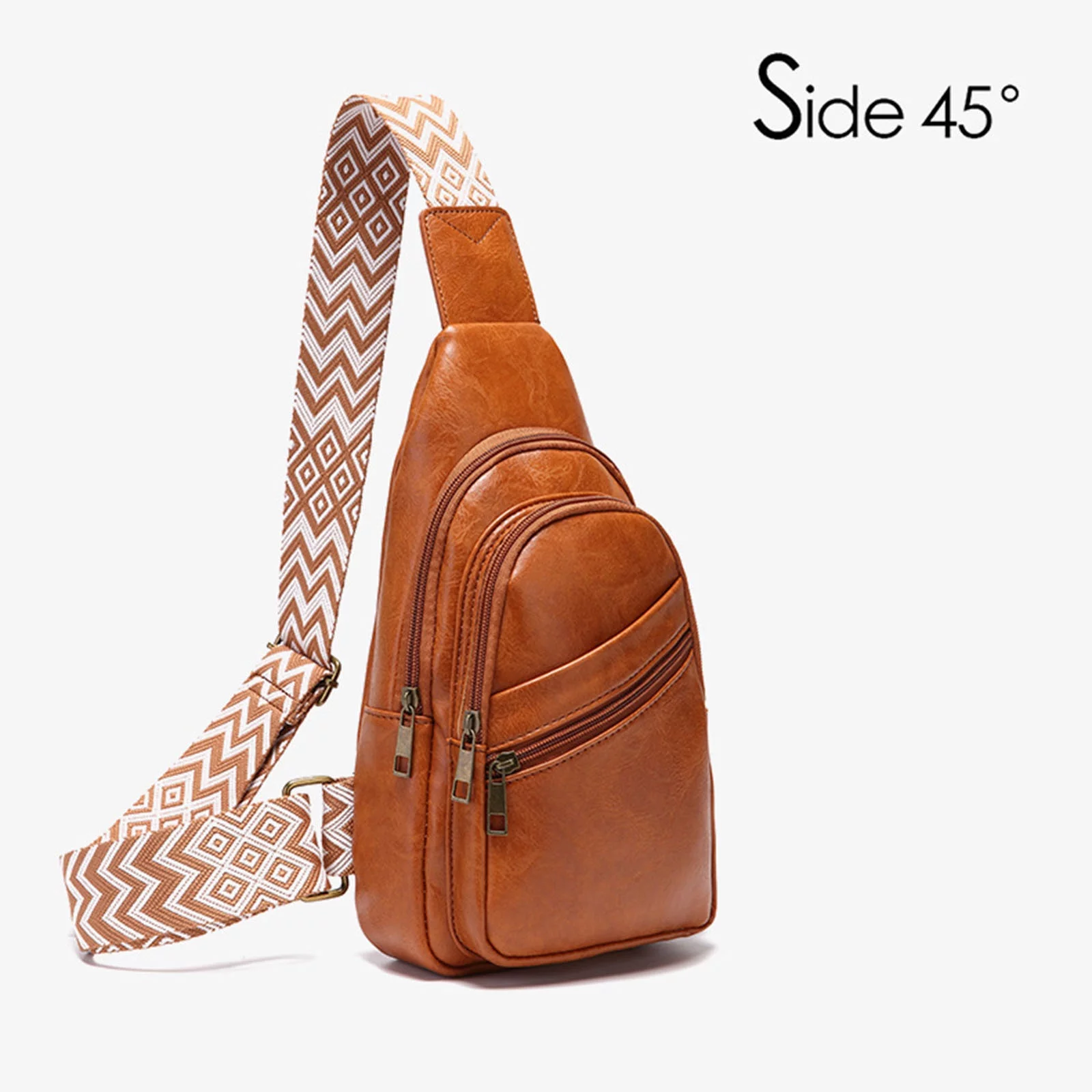 Shoulder Bag,Women Shoulder Bag Fashion New Pattern Simple Retro Multi Layer Zipper Practical Large Capacity Chest Bag Tote Bag for Women Small with Zipper Brown One Size