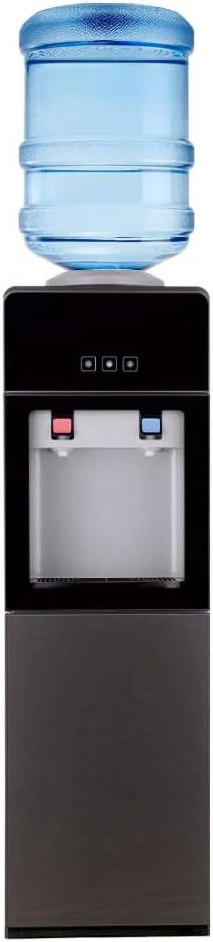 Top Loading Water Cooler Dispenser, Hot and Cold Water Cooler Dispenser, Holds 3 & 5 Gallon Bottles, Removable Drip Tray & Storage Cabinet Perfect for Homes Offices Living Room Kitchen(Black)