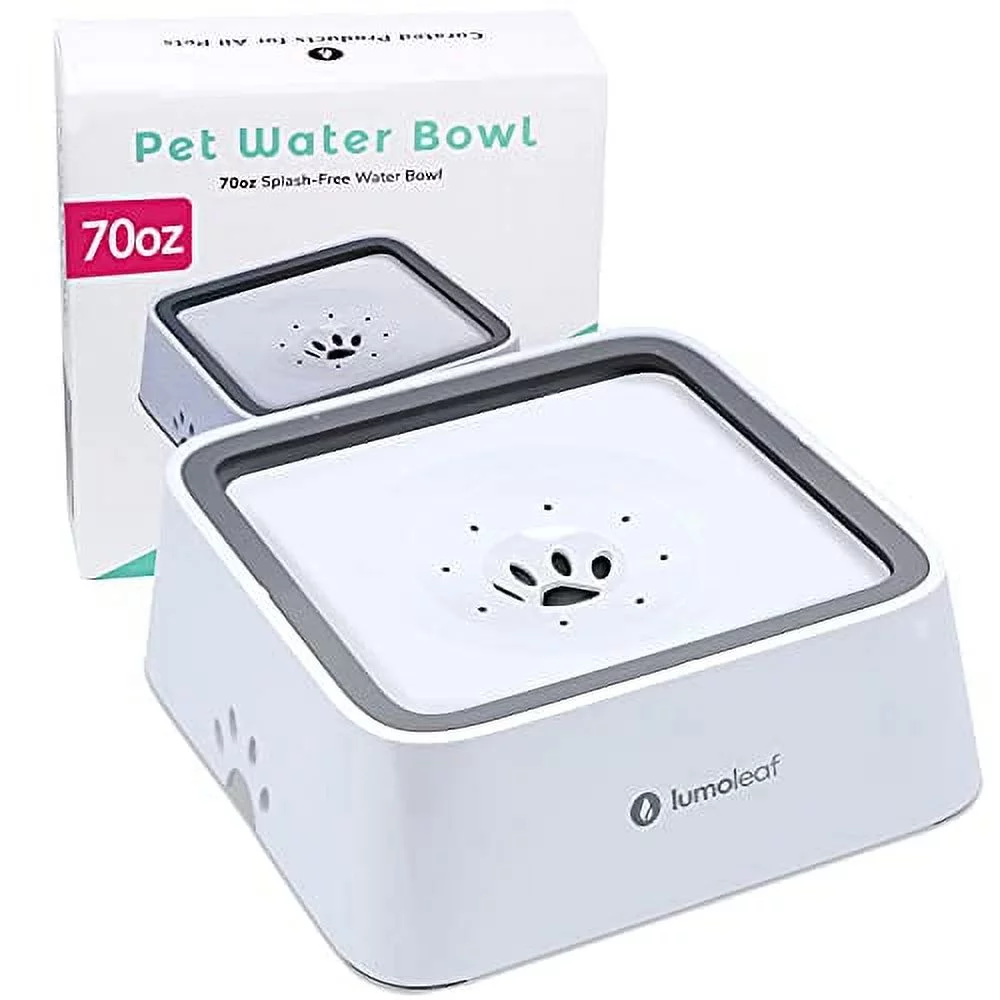 LumoLeaf Dog Water Bowl, 70oz/2L Dog Bowl Large Capacity No-Spill Pet Water Bowl, Non-Slip Slow Water Feeder Dispenser with Replacement Filter, Vehicle Travel Dog Water Bowl for Medium Large Dogs
