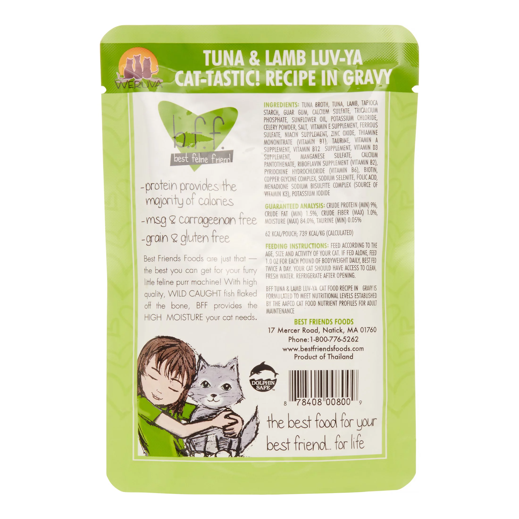 Weruva BFF Grain-Free Tuna & Lamb Luv-Ya Recipe Wet Cat Food, 3 Oz, 12 Ct