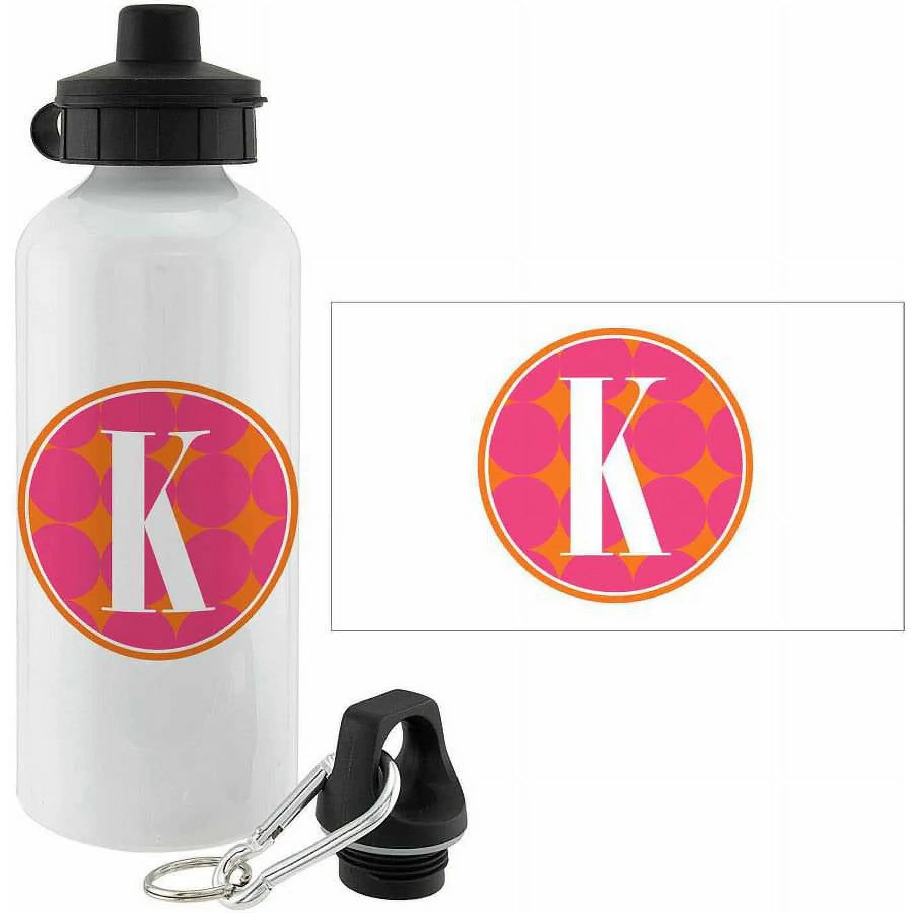Personalized Pink Polka Dots Water Bottle