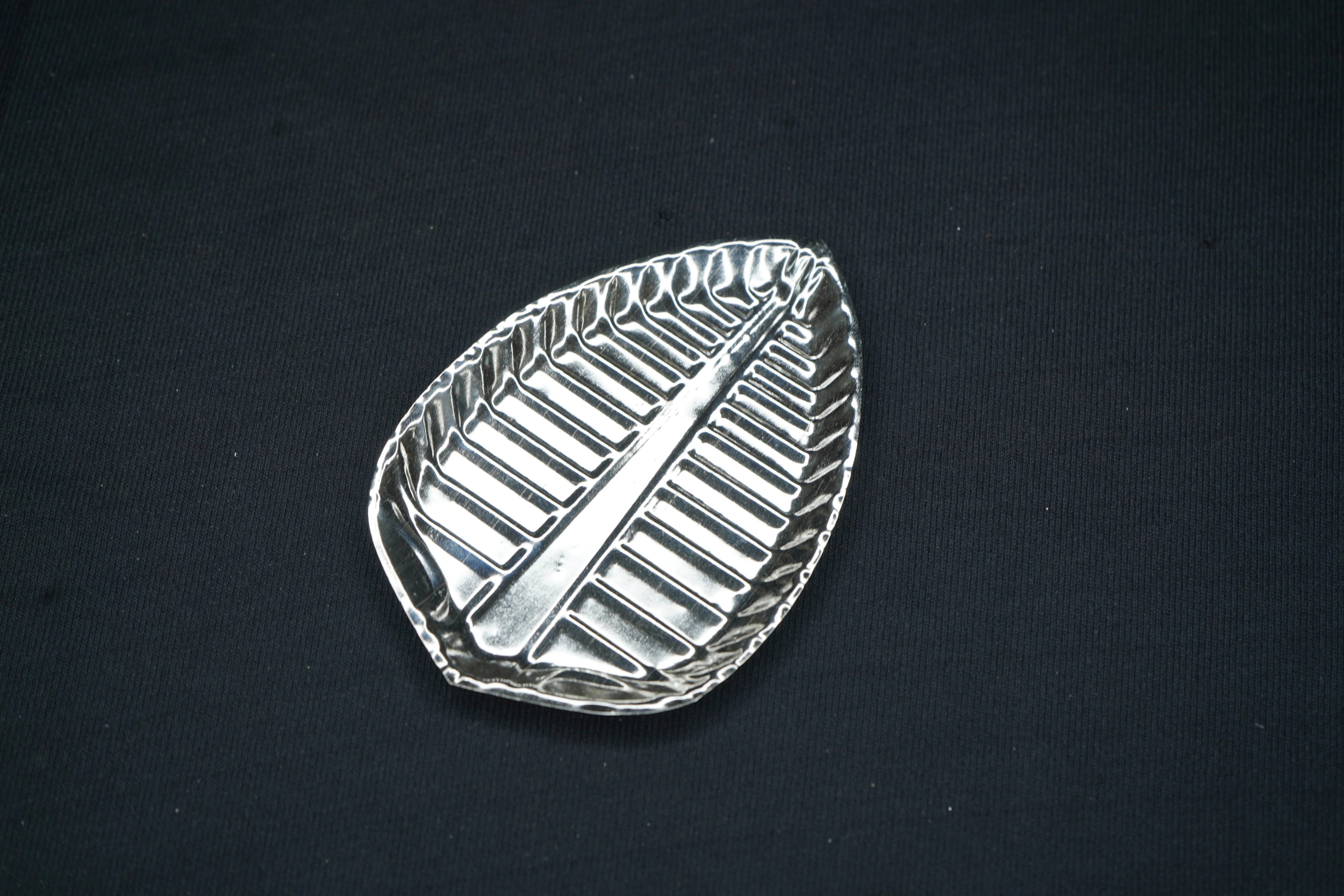 Pure Silver Banana Plate 7g, Handmade Solid Silver Plate, Idols Puja Prasadam (Foods) Plates Puja Article, Silver Gifting Utensils