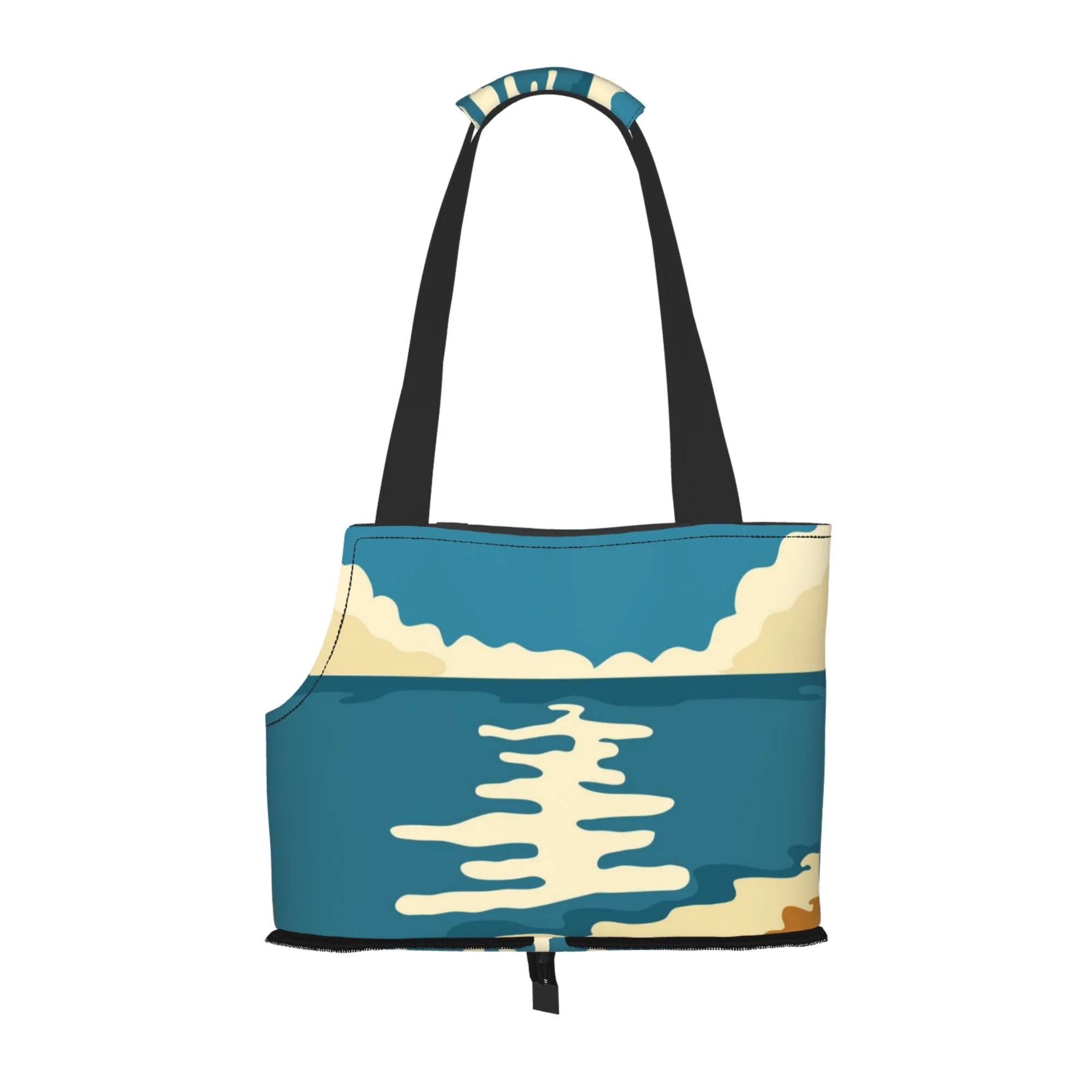 XMXY Dog and Cat Sling Carrier, Collapsible Soft Pouch Retro Poster Night Beach Pet Tote Bag, Small Kitten Puppy Outdoor Travel