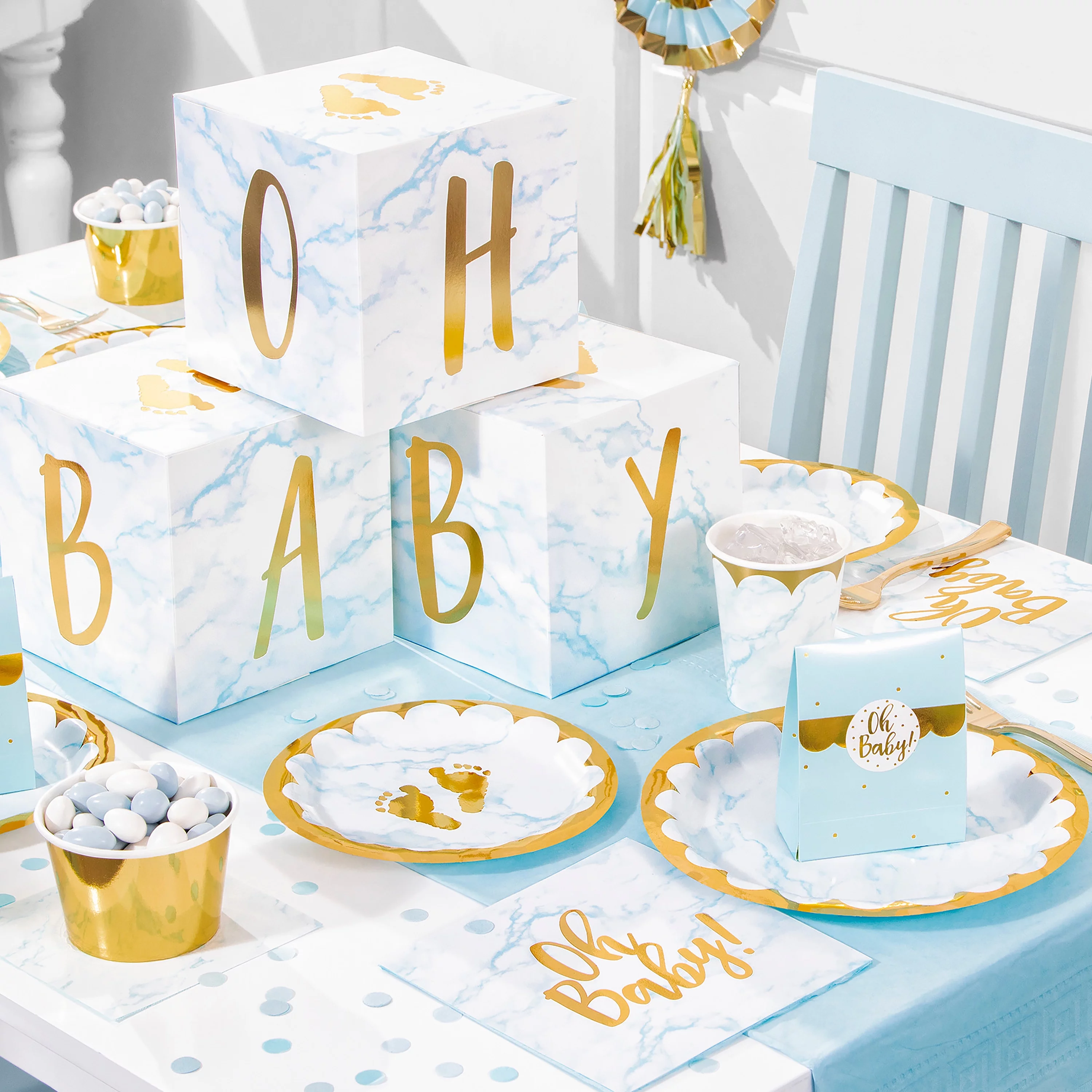 Blue Marble Dessert Plates 24 Count