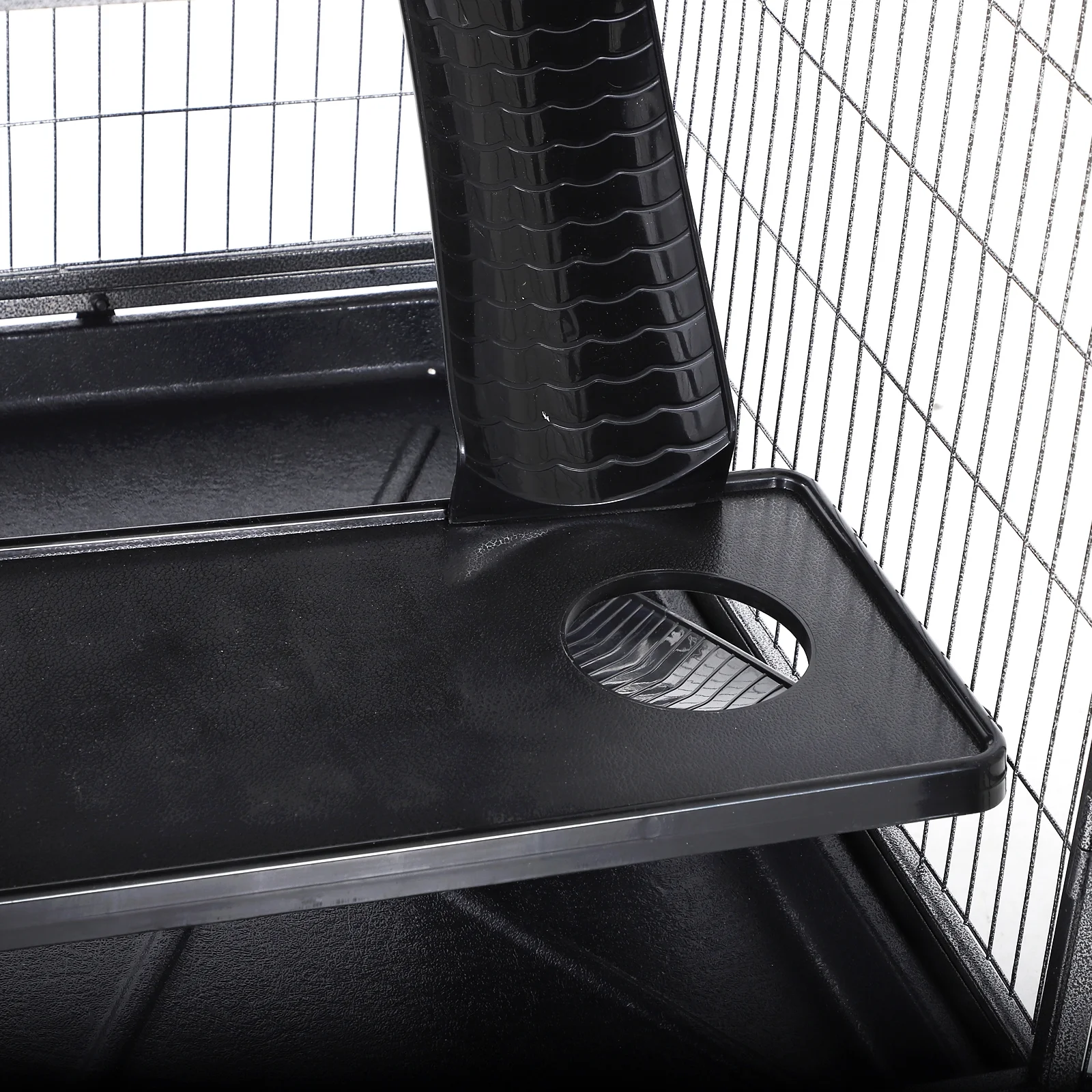 Pawhut 50” 4 Tier Steel Plastic Small Animal Pet Cage Kit with Wheels, Silver Gray Hammertone