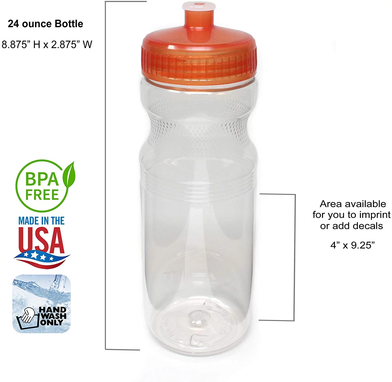 Rolling Sands 24 Ounce BPA-Free Clear/Rainbow Plastic Water Bottles, Set of 10, Made in USA