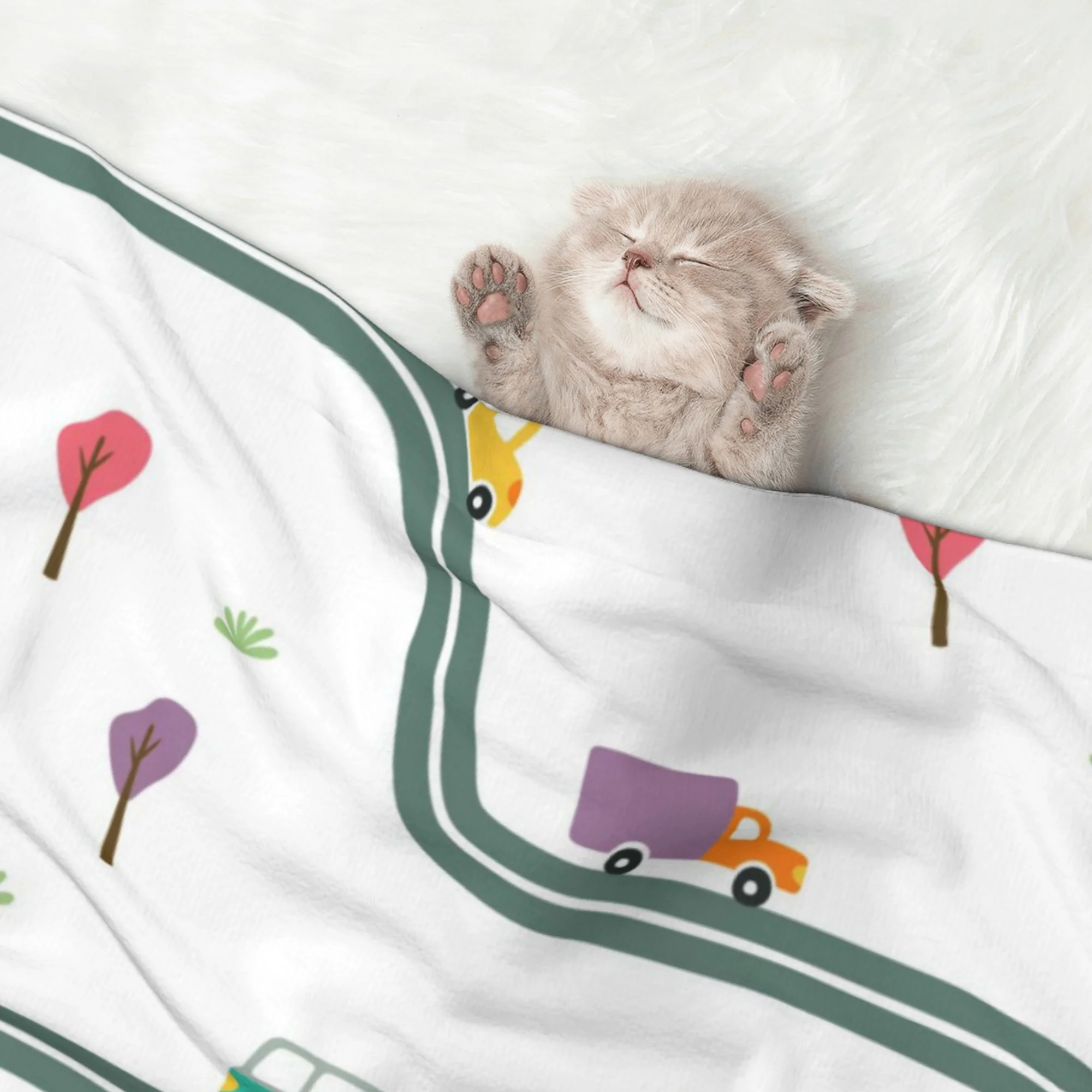 XMXY Dog Throw Blankets, Soft Cozy Cars Road Street Pet Blankets for Couches Machine Washable for Indoor Cats Dogs, Small Size