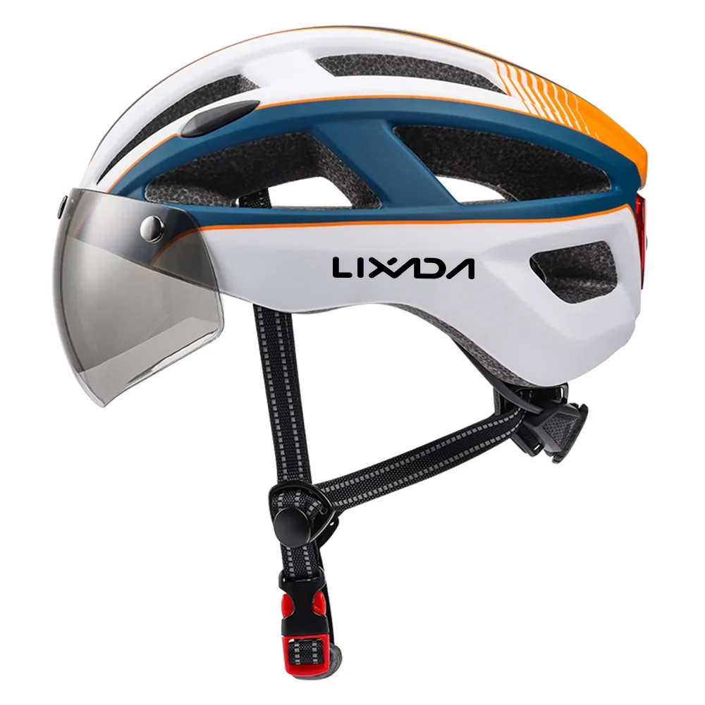 Lixada Safety Headgear Mountain Bike Helmet with Detachable Magnetic Goggles and Rear Light for Cycling Enthusiasts