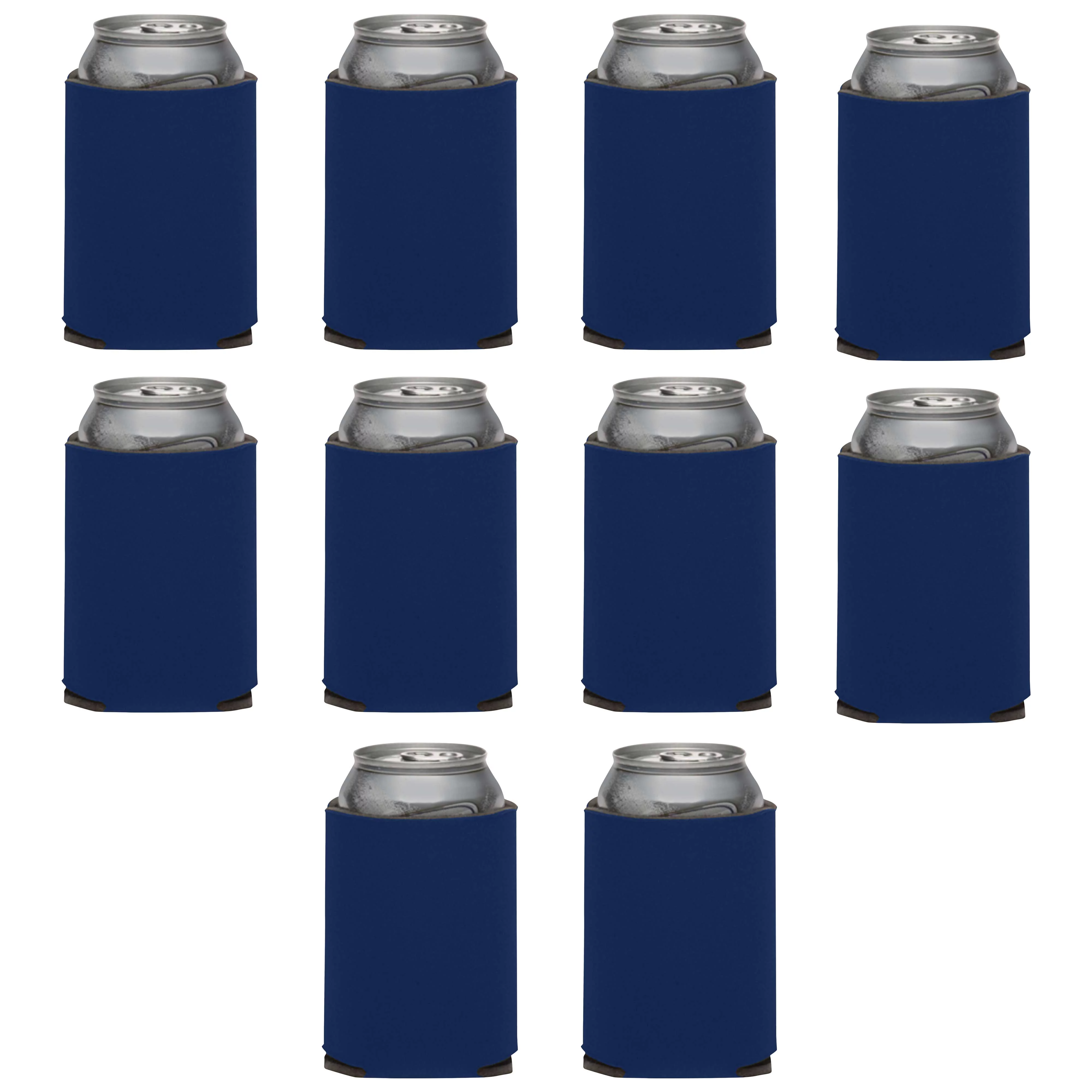 Collapsible Couple Wedding Can Coolers Set of 10, Bulk Pack - Keeps Your Drink Cooler, Great for Beer, Soda, Other Beverages - Navy Blue