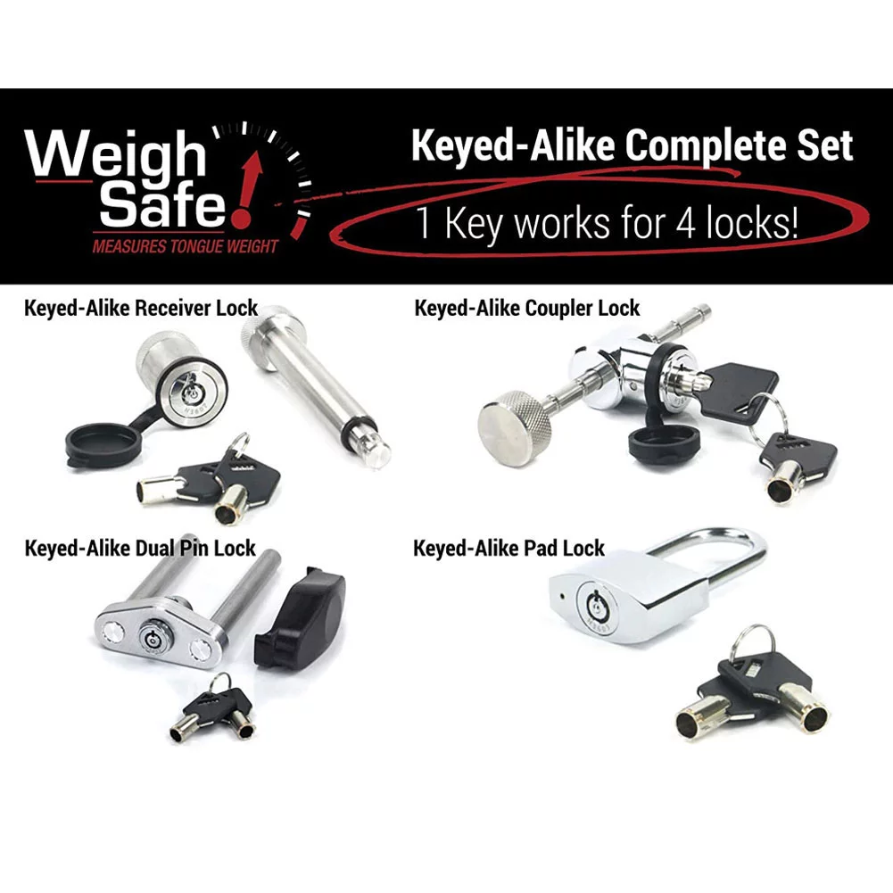 WEIGH SAFE 10in Drop Hitch/2in Shank 8K/12.5K GTWR Ball Mount with Keyed Alike 4 Lock Set (WS10-2-SET)