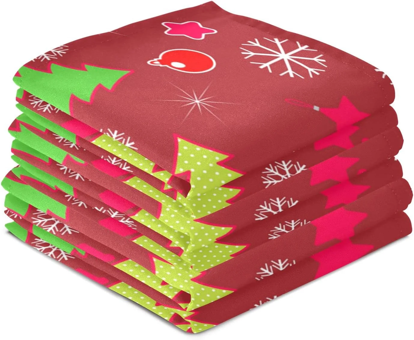GZHJMY Tree Bell Snowflake Red Green Kitchen Towels Set of 6 Dishcloths Hand Towels Tea Towels Ultra Absorbent for Cleaning Washing Drying Dishes Tableware 28'' x 18''