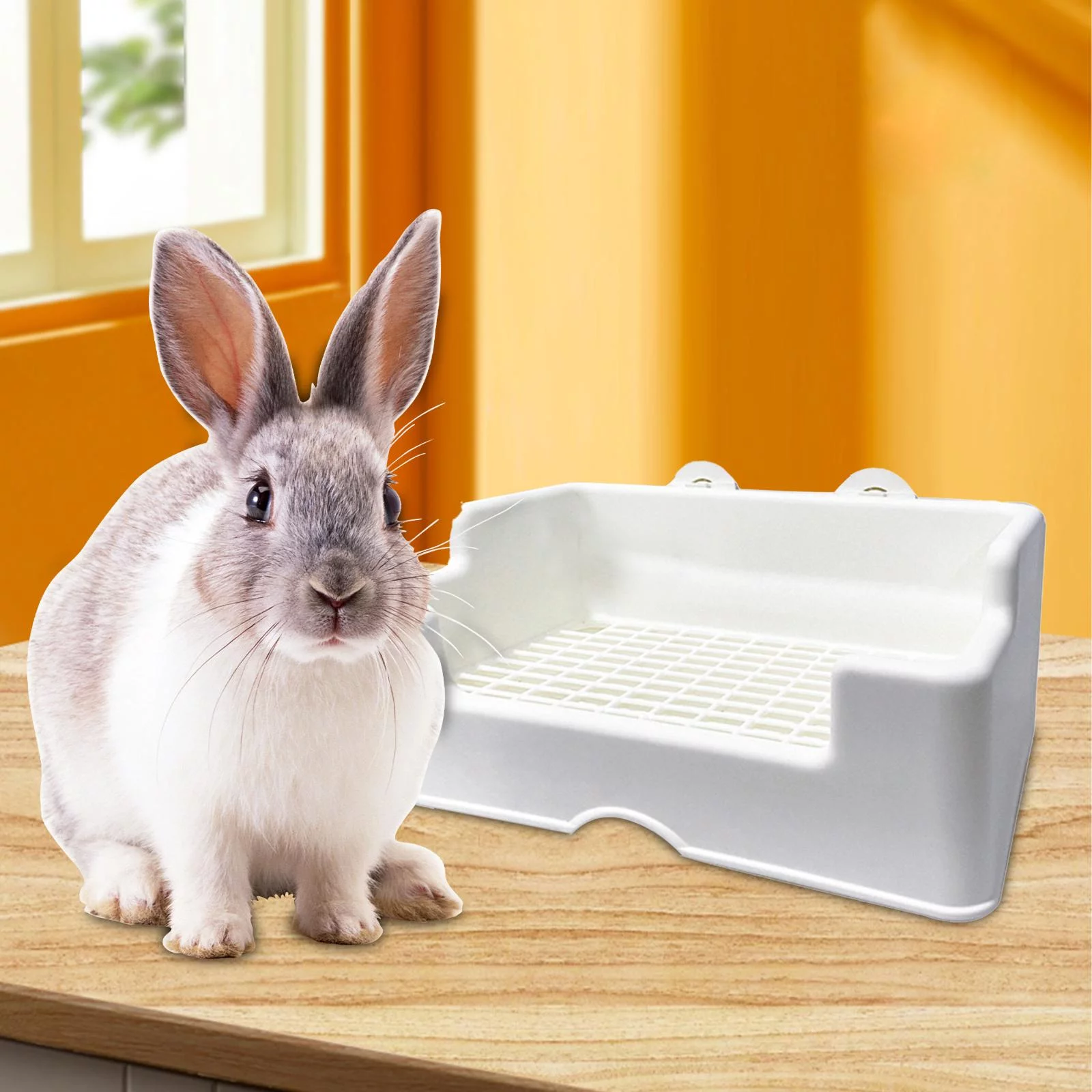Rabbit Litter Box Anti Splashing Corner Toilet Box for Hamster Ferret Bunny