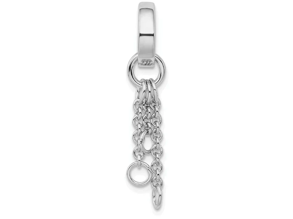 Amore La Vita  Sterling Silver Rhodium-plated Polished Circle with Cable Chain Dangles Charm Carrier Pendant