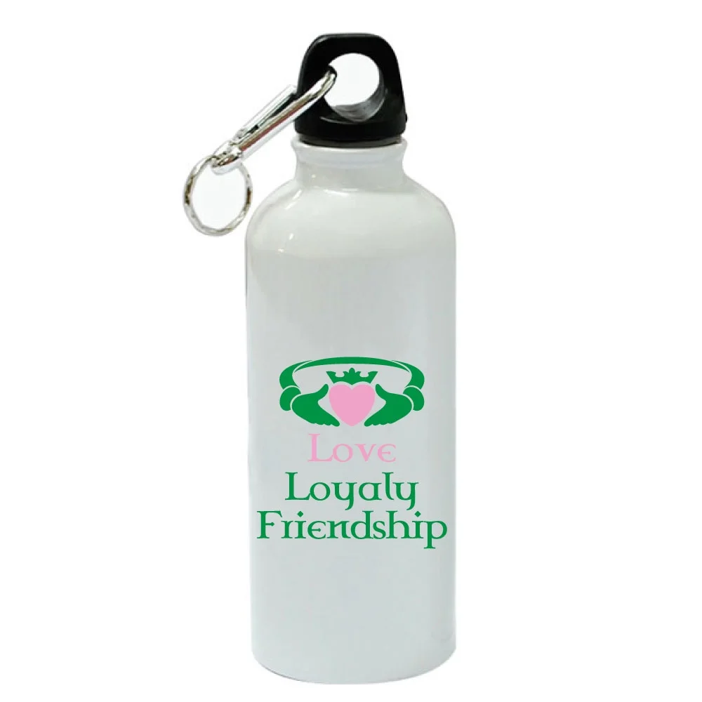 Pink Claddagh Love Loyalty Friendship White Aluminum Sports 20 oz Water Bottle