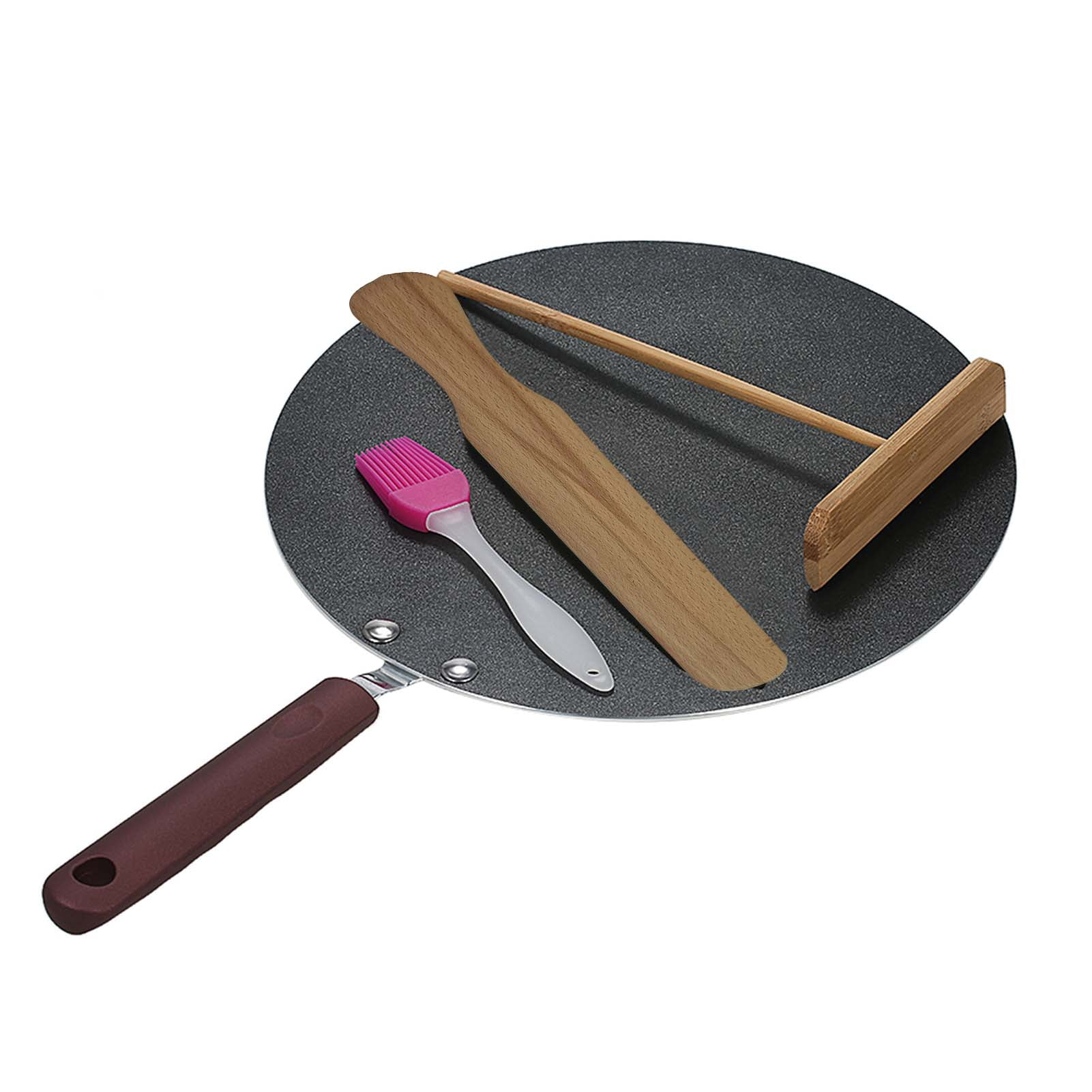 Moobody Pancake Pan Crepe Maker Flat Pan Griddle Pan with Spreader & Spatula Crepe Maker Griddle