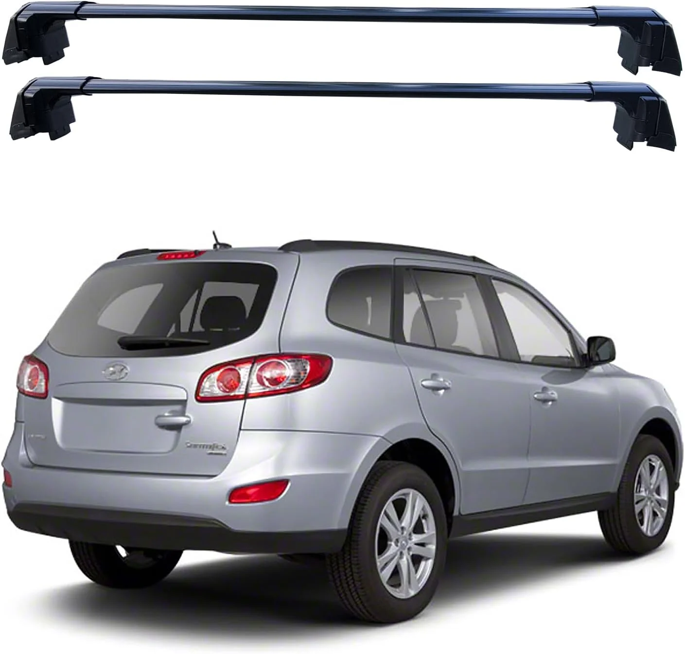 ROKIOTOEX Coyote Roof Rack Crossbars Fit for 2007-2012 Hyunda-i Santa Fe Inside Groove Flush Side Rails, Lockable Cross Bars for Rooftop Cargo Box, Ski Board, Bike Carrier – Black (SO14T-9090)