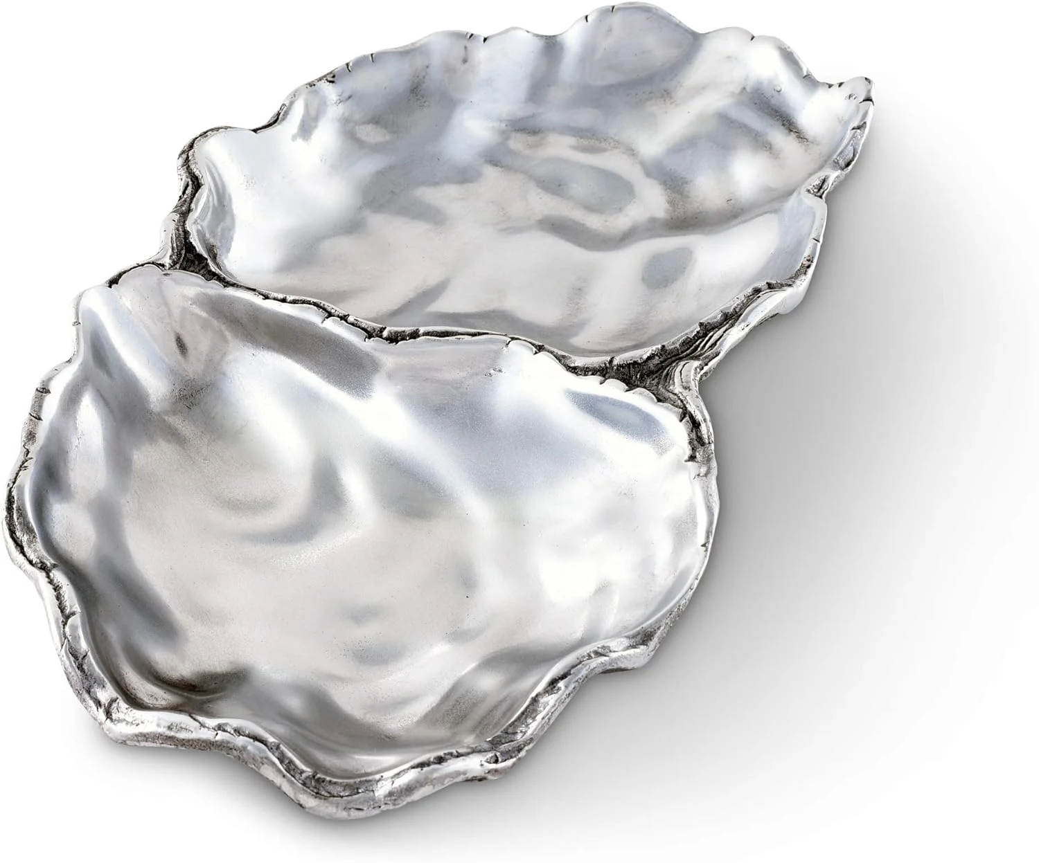 Aluminum Oyster Vanity Tray, Desktop Storage Organizer, Catchall, Valet, Nightstand Or Dresser/Serving Food Tray Coastal Décor - 6 Inch X 10 Inch