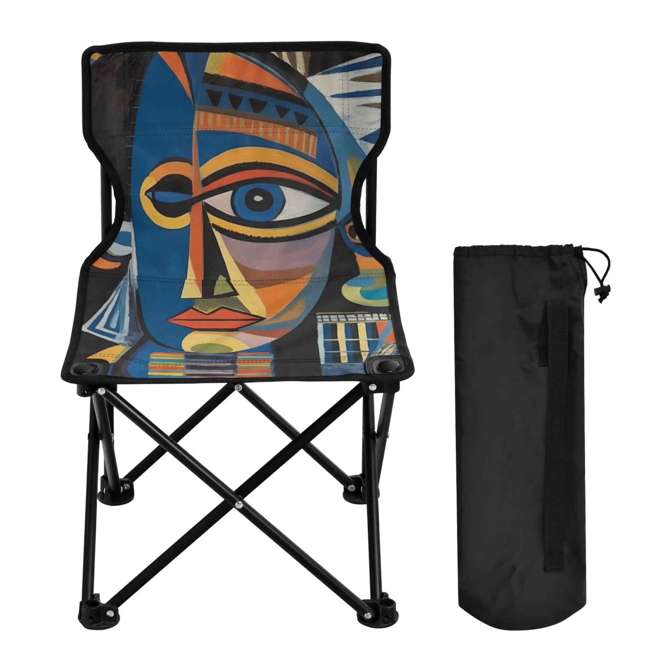 Indian Abstract Print Portable Camping Chair Outdoor Folding Beach Chair Fishing Chair Lawn Chair with Carry Bag Support to 220LBS