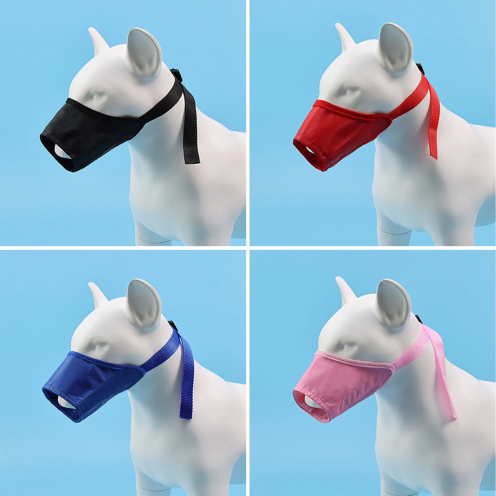 4pcs Adjustable Dog Muzzle Anti Stop Bite Barking Chewing Mesh Mask Training Pet