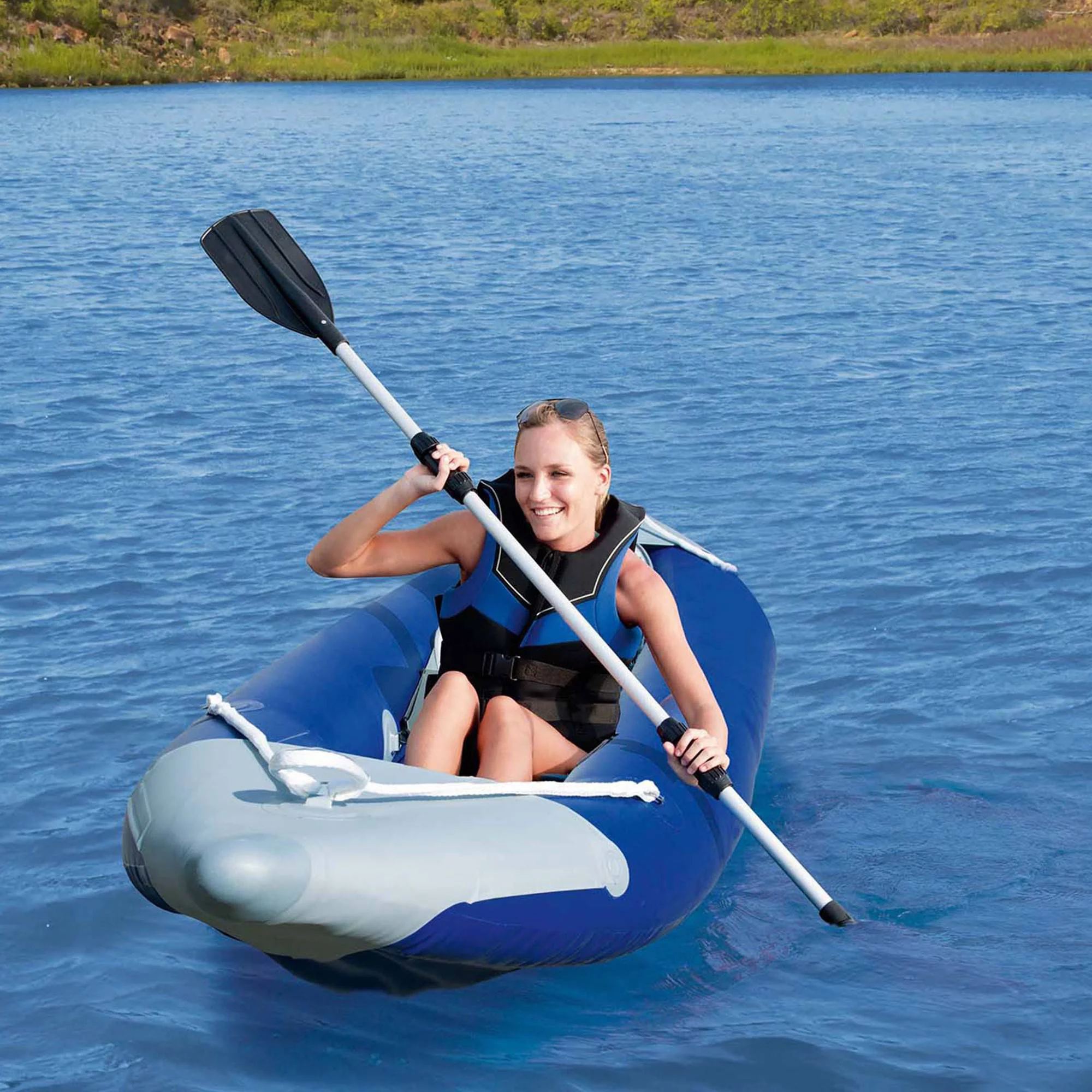Ozark Trail 1-Person Bolt Inflatable Kayak with Dual-Bladed Oar, Pump & Carry Bag