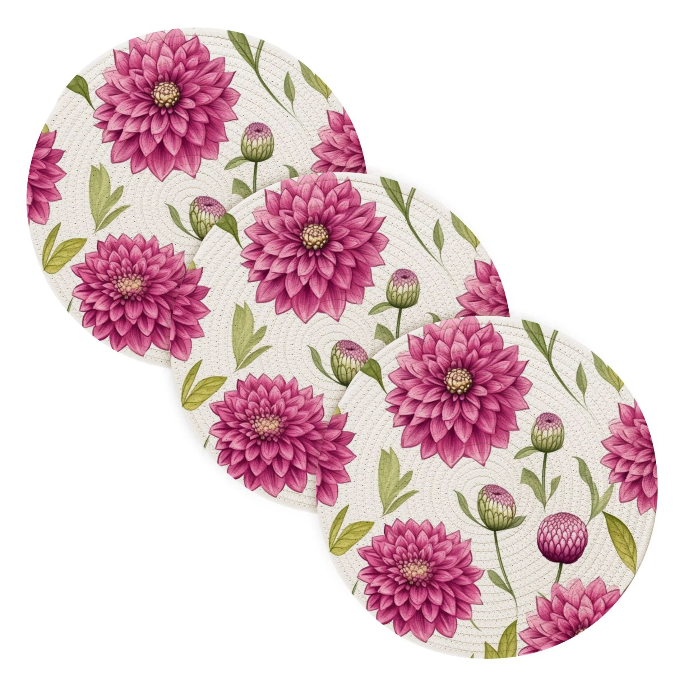 Blooming Flowers 3 PCs Pot Holders Trivets Kitchen 15