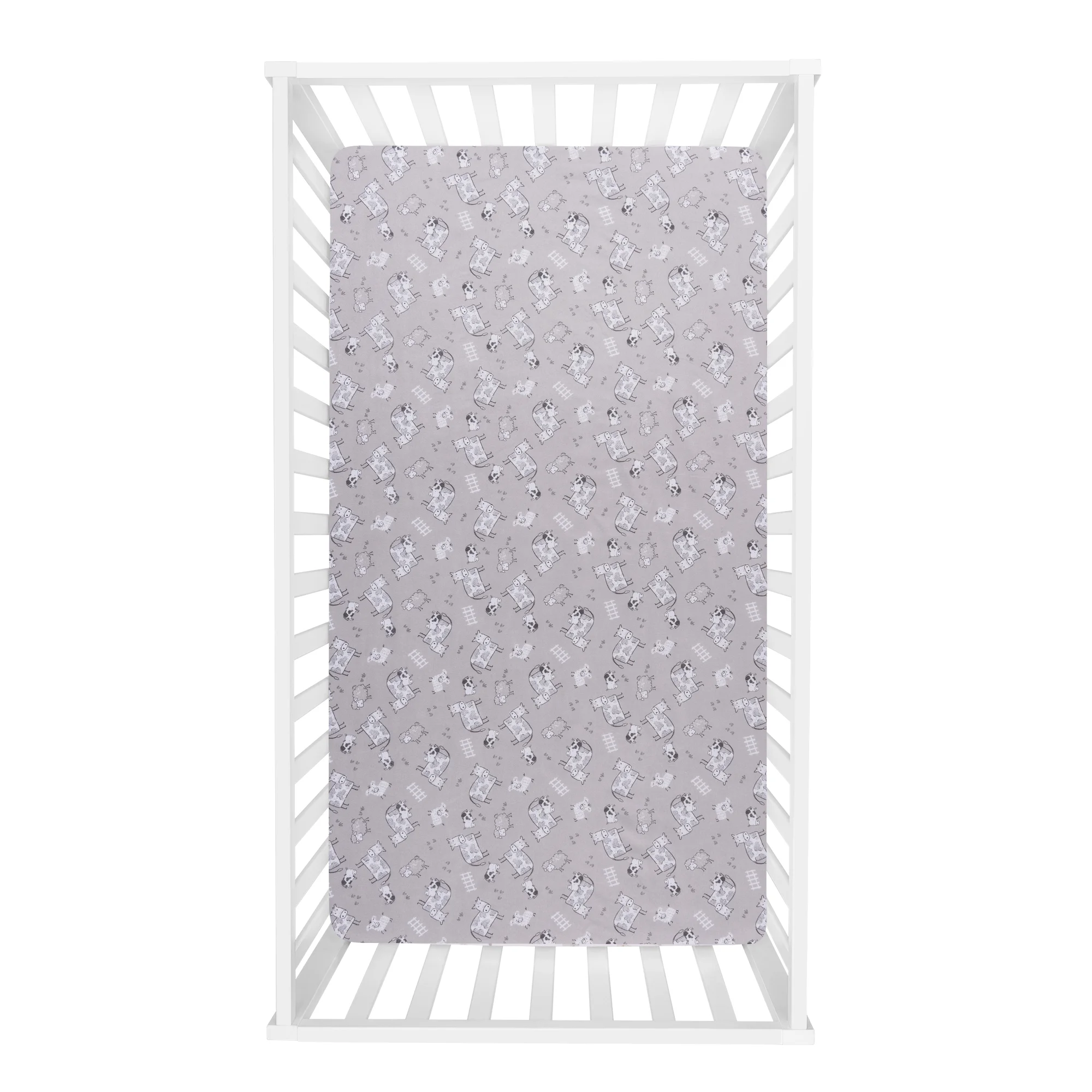 Sammy & Lou Unisex Purple Microfiber Fitted Sheets, Crib Bed, (2 Pieces ), Infant, Cow Character, 200 Thread Count