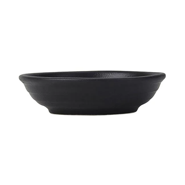 3 oz Matte Black Embossed Fruit Embossed Dish