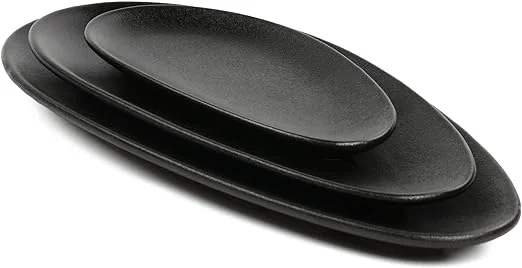 Vicrays 3pcs, Large Oval Serving Platters, Porcelain Serving Platters For Party, BBQ, Stackable Serving Trays Serving Plates For Restaurant, Appetizers, Dessert