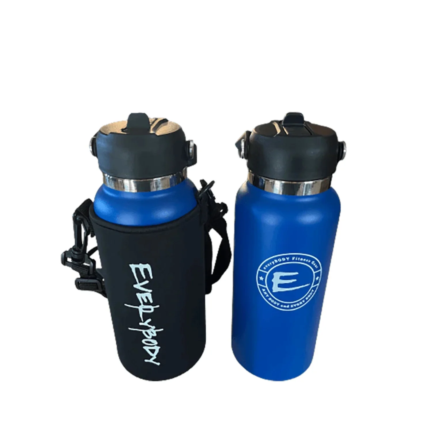 Everybody Fitness Gear  32 Ounce Wide Mouth Adjustable Spout Stainless Steel Royal Blue Water Bottle