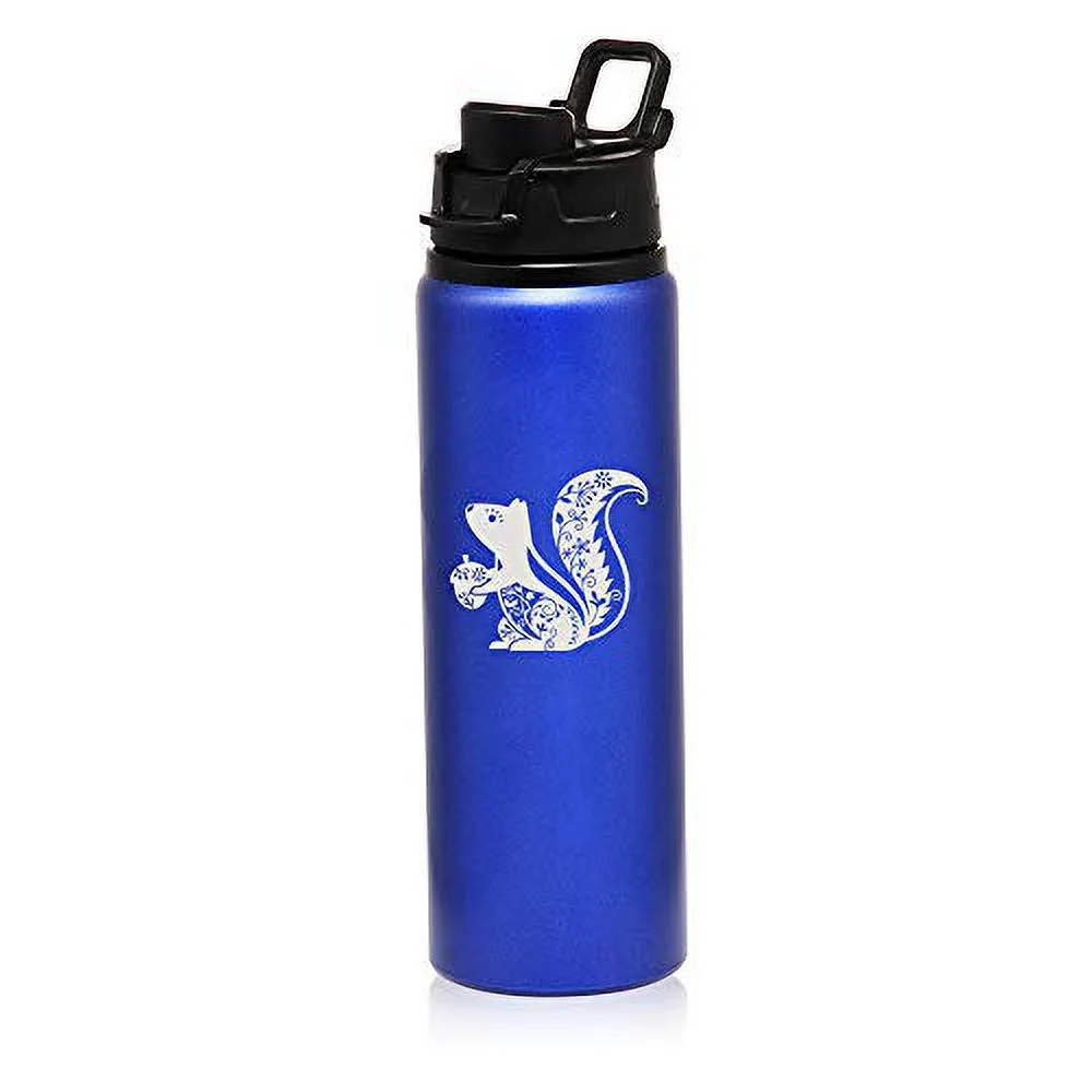 MIP Brand 25 oz Aluminum Sports Water Travel Bottle Fancy Squirrel (Blue)