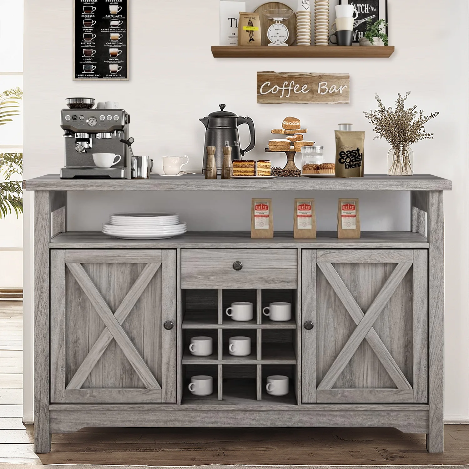 Catrimown Farmhouse Coffee Bar Cabinet, 47
