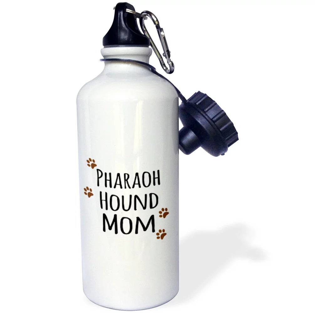 3dRose Pharaoh Hound Dog Mom - Doggie by breed - brown paw prints - doggy lover - pet owner - pharoh mama - Straw Water Bottle, 21-ounce