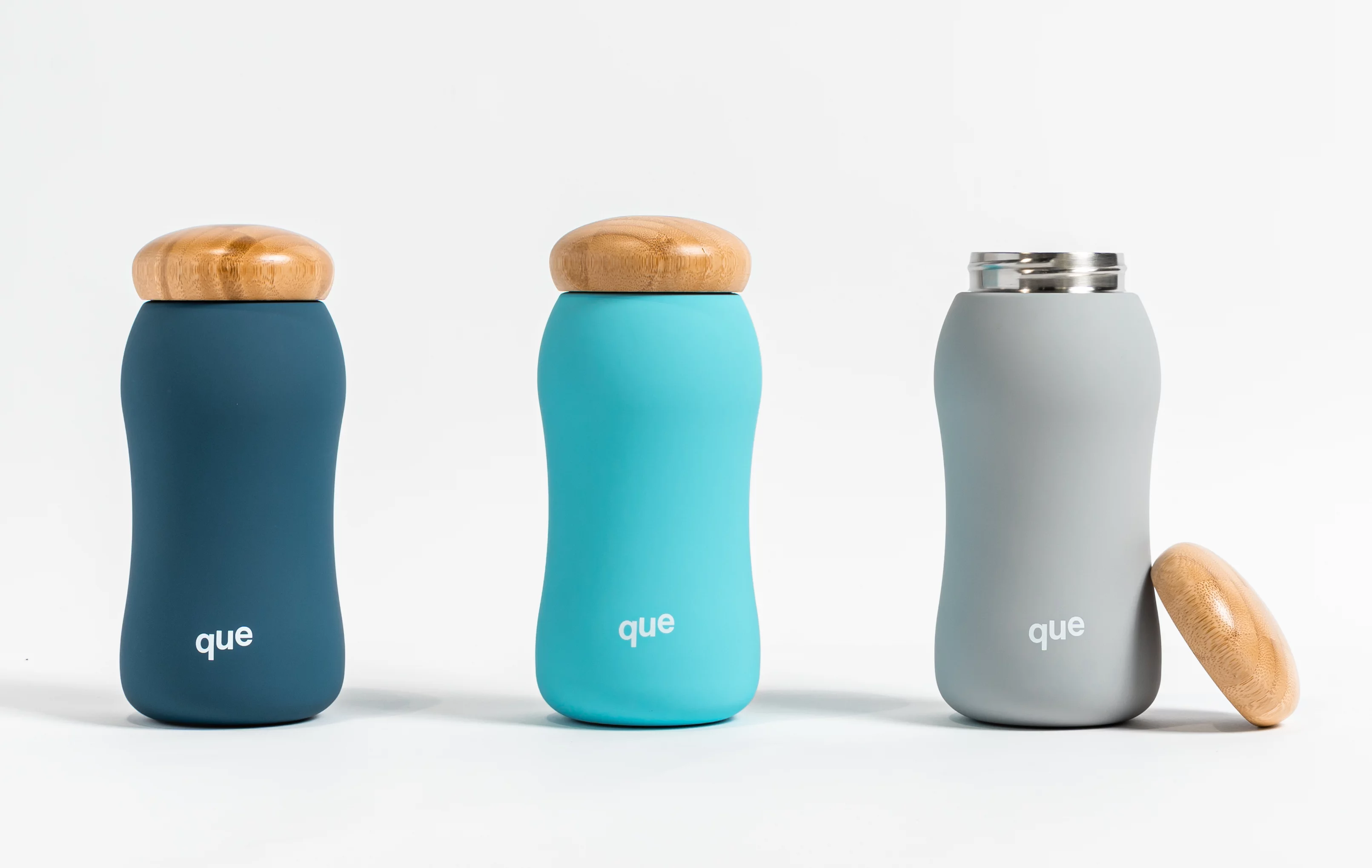 que Bottle - Insulated Bottle / Mug 17 oz - True Taste Ceramic Liner - Bamboo Cap