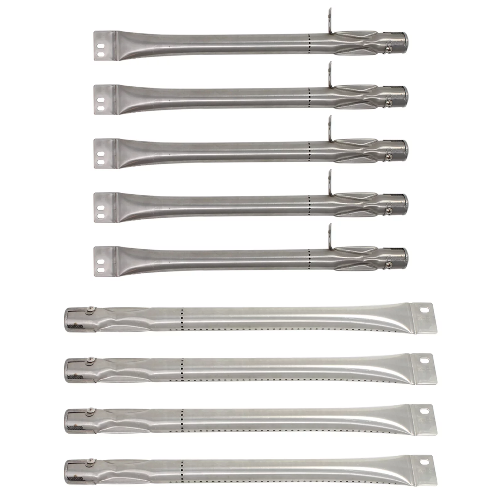 4 BBQ Gas Grill Tube Burner & 5 Heat Shield Plate Tent Replacement Parts for Grill King 810-9325-0 - Compatible Barbeque Stainless Steel Pipe Burners & Flame Tamer, Guard, Deflector, Flavorizer Bar