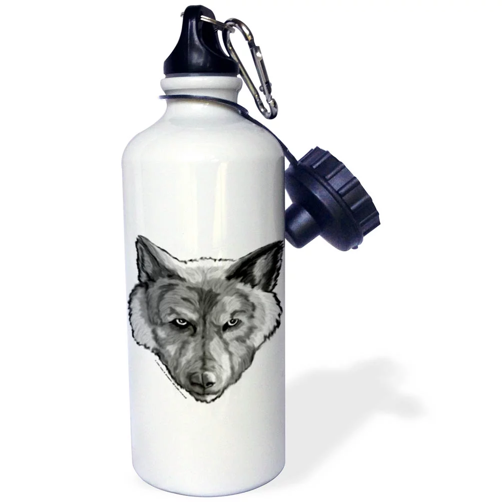 Wolf Head Digital Animal Wildlife Painting 21 oz Sports Water Bottle wb-23202-1