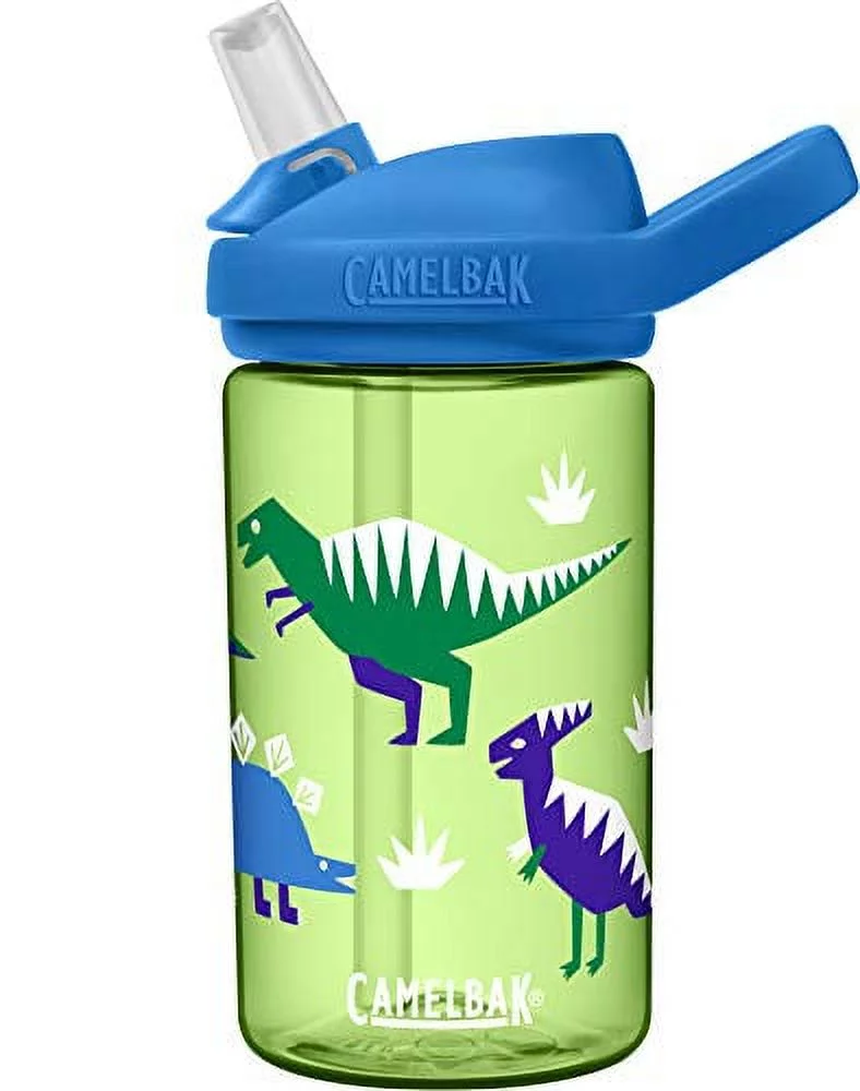 CamelBak eddy+ 14 oz Kids Water Bottle with Tritan Renew – Straw Top, Leak-Proof When Closed, Hip Dinos