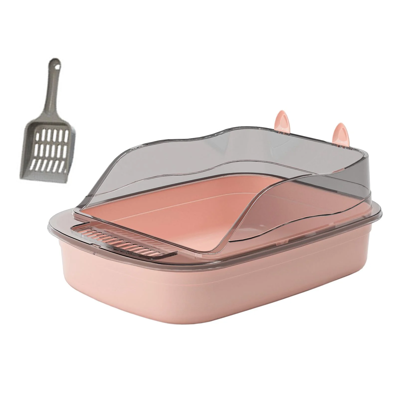 Toysmith Cat Litter s Toilet Anti Splashing 50x34x18cm Cat Sand Box with High Side Cat Sand Basin Large Bedpan Kitty Litter Pan pink