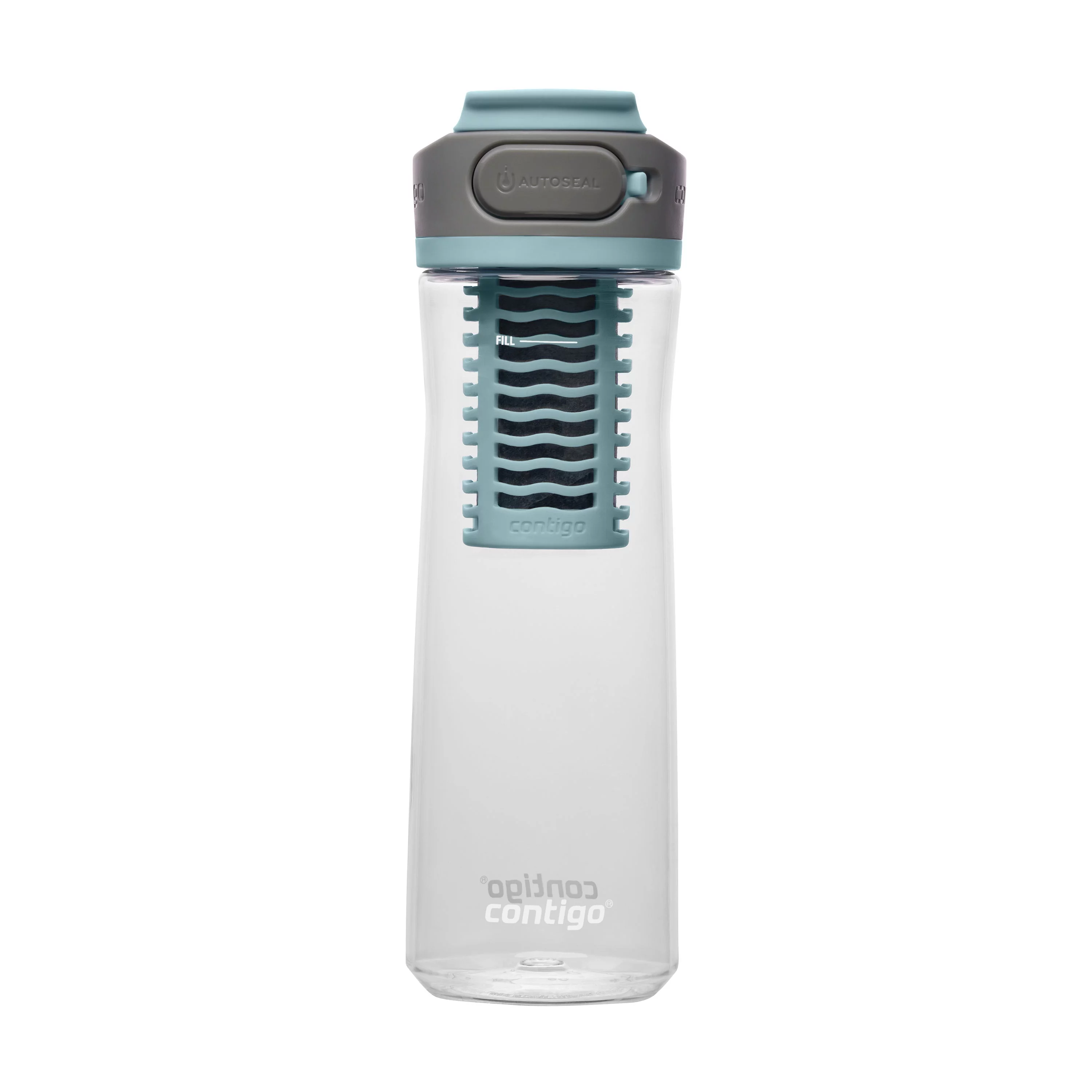 Contigo Clybourn Plastic FreeFlow Filter Water Bottle with AUTOSEAL Lid 24 oz., Salt, with Replacable Filter